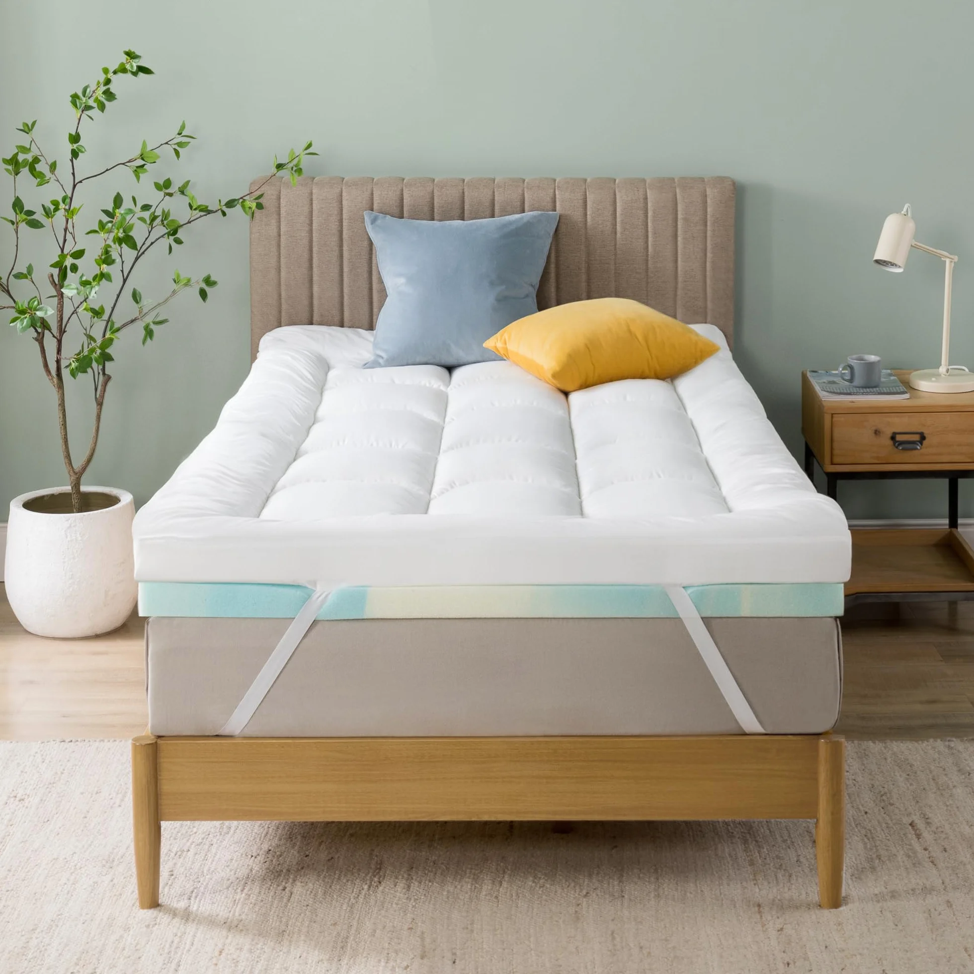 Zinus Topper 90x190 cm – Grosor de 10 cm – Sobrecolchón de Espuma con ventilación refrescante – Firmeza Media – Funda Suave y Transpirable – Certificado Oeko-Tex