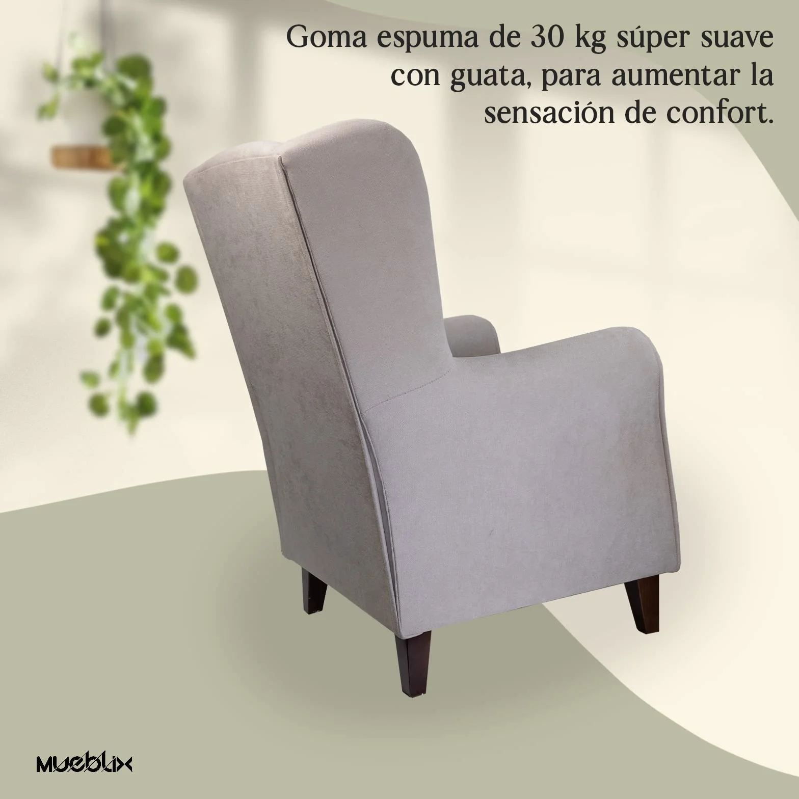 MUEBLIX.COM | Sillón Butaca Orejero Lisboa | Sofa con Orejas | Butacas de Salón Modernas | Butaca Confortable | Patas Enroscadas | No Montaje | Color Beige