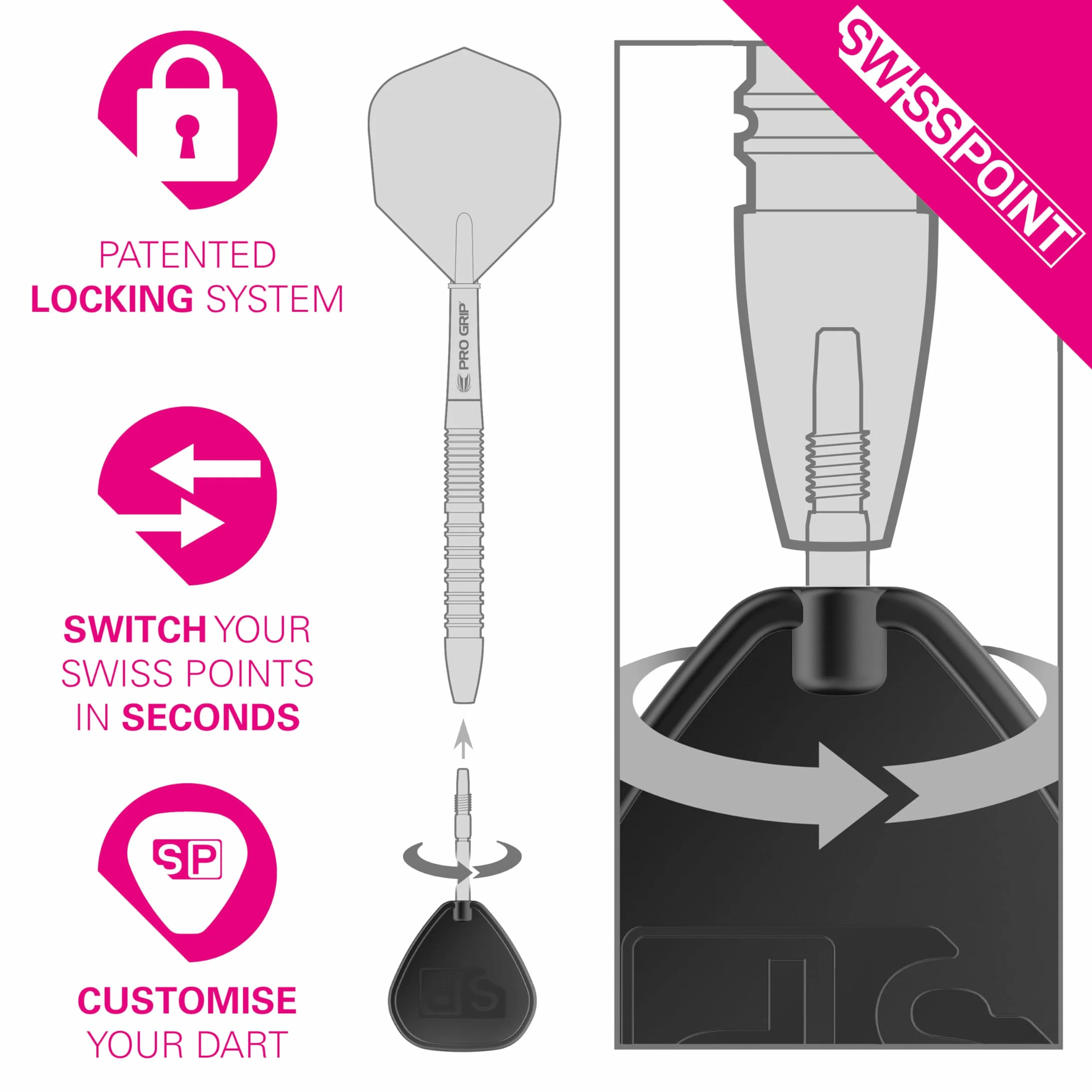 Target Darts Swiss Points Nano Puntas para Dardos Juego de 3