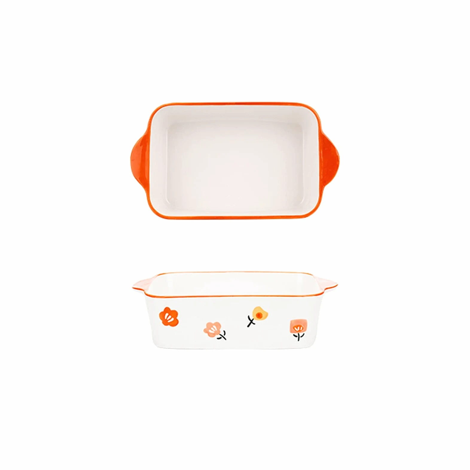 Fuente para Hornear Cerámica de 2 piezas, conjunto de platos para hornear, plato de cazuela rectangular, sartenes para hornear, cacerolas lasañas profundas para cocinar cena de pastel, cocina, 9 pulga