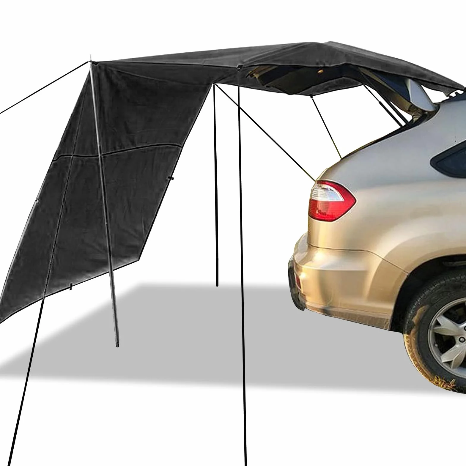 Toldo universal impermeable para coche 200-300 cm protección UV+50 con barras y refuerzos