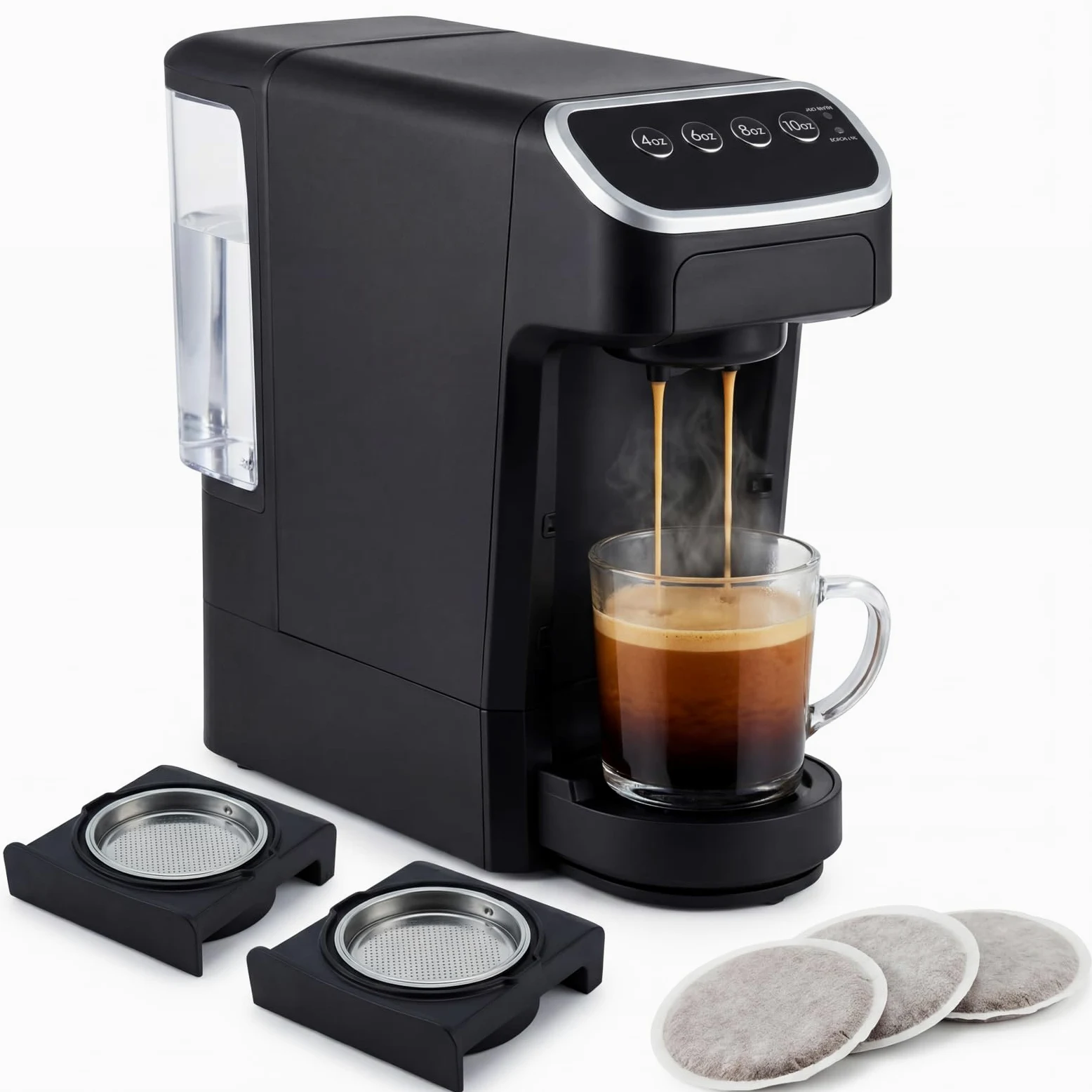 Cafetera compatible con cápsulas Senseo, cafetera de una sola porción de preparación rápida con extracción de rico sabor, capa de crema, diseño elegante que ahorra espacio, sabor de calidad