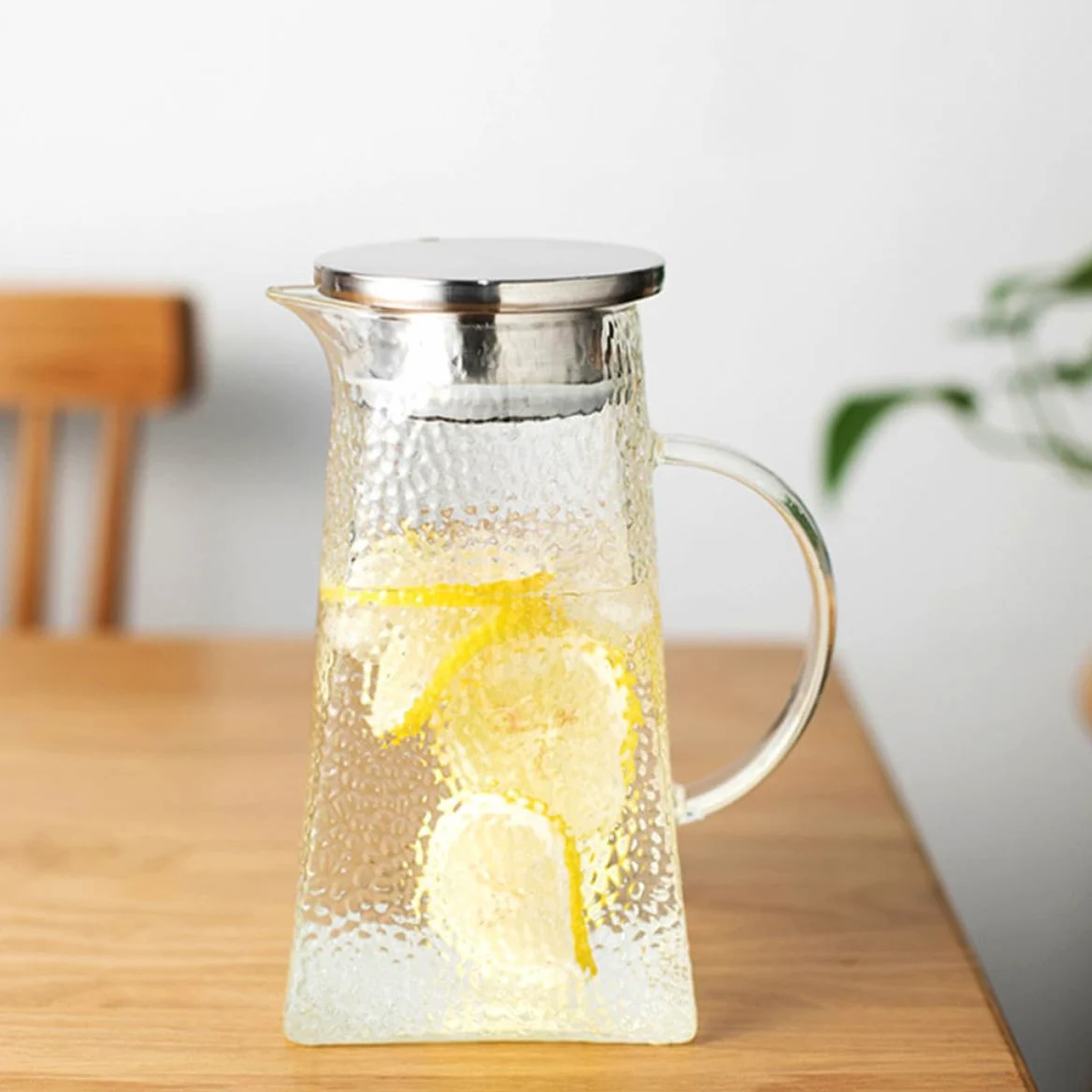 Jarra y Diseño con Tapa para con Capacidad de 1.8l para Agua Fría de Vidrio y Adecuado Hogar y Cocina Moderna Hogar Cocina Moderna