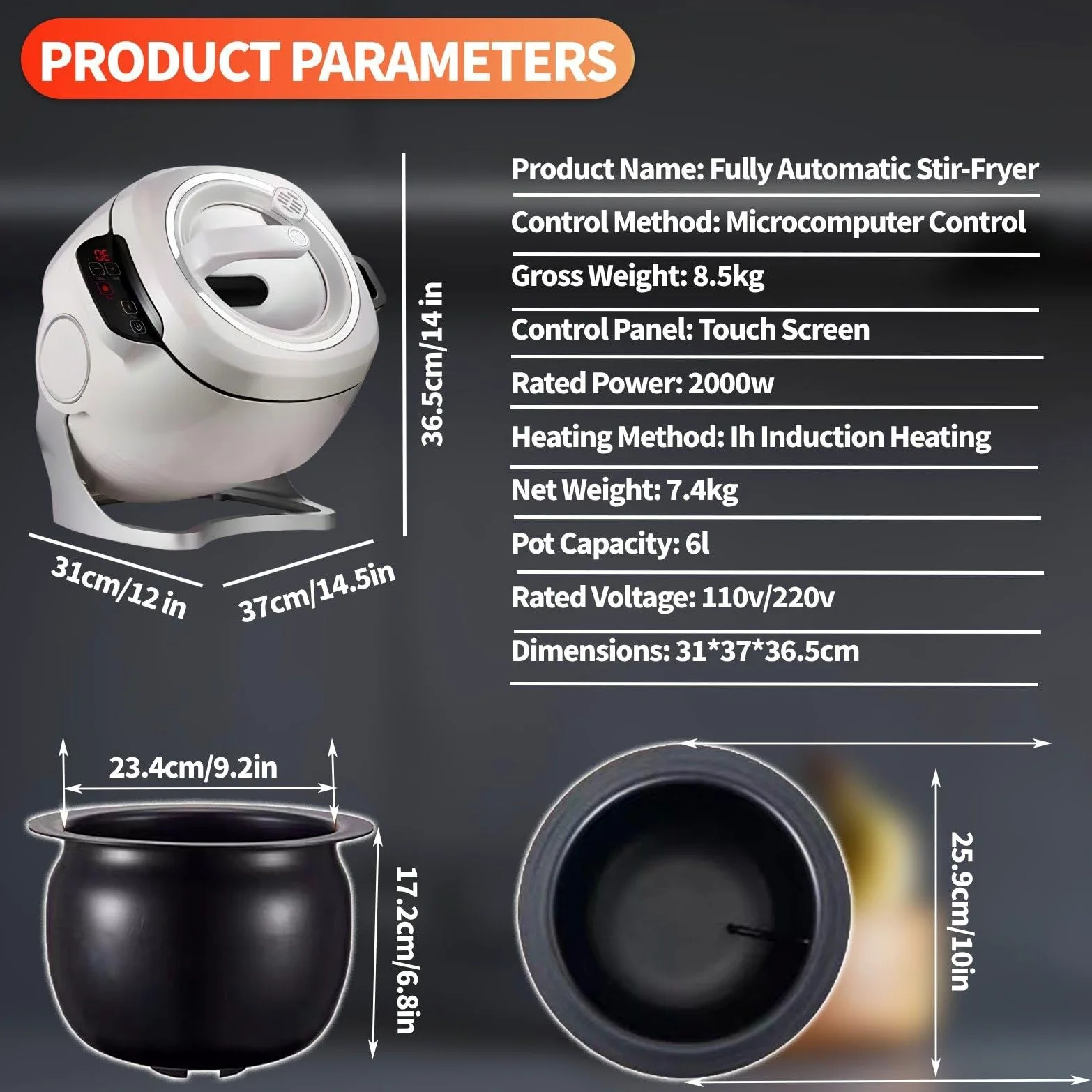 Salteador Automático-Olla Inteligente Eléctrica Antiadherente Programable para Una Cocina Fácil Y Saludable, Sin Humo,para Principiantes Y Apartamentos Pequeños