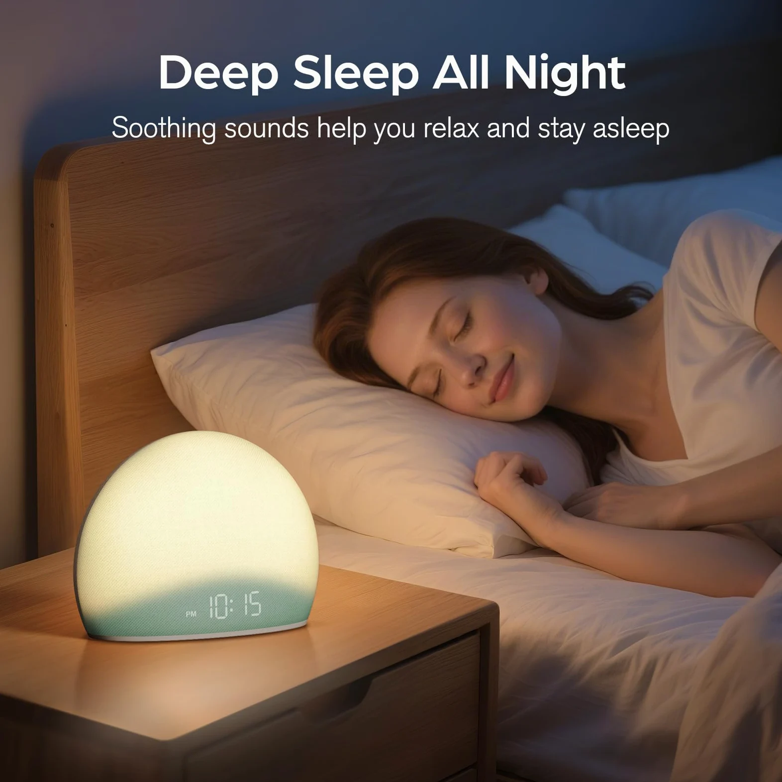 Housbay Reloj despertador de amanecer, máquina de sonido de ruido blanco, luz acogedora, sonidos de la naturaleza, reloj regulable, despertador suave, rutina regular de sueño-despertador, dormitorio