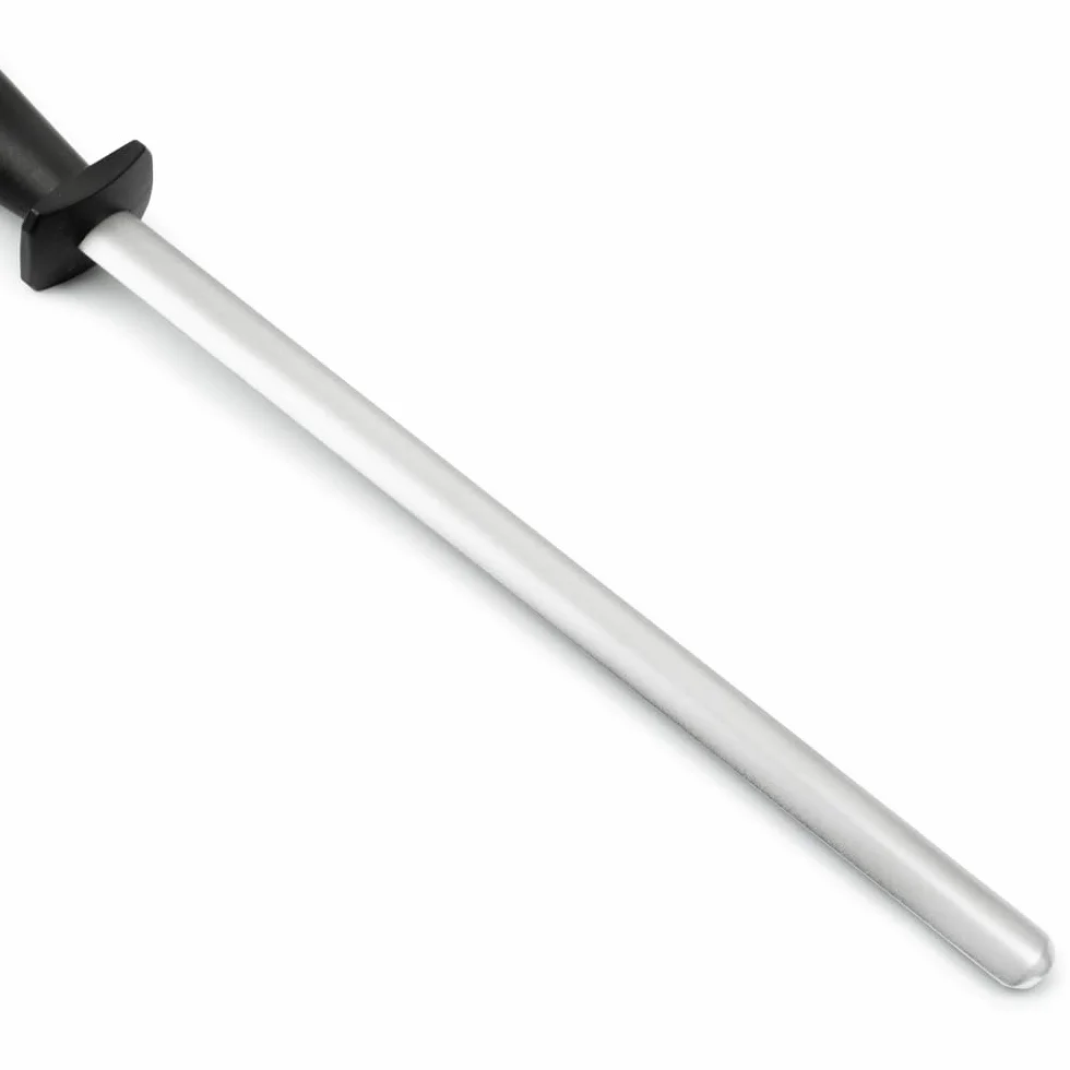 Arcos Chairas - Chaira Afilador Manual de Cuchillos - Cuerpo Ovalado de Acero al Carbono Recubierto de Diamante de 280 mm y 17 mm de diámetro - Mango Polipropileno Color Negro