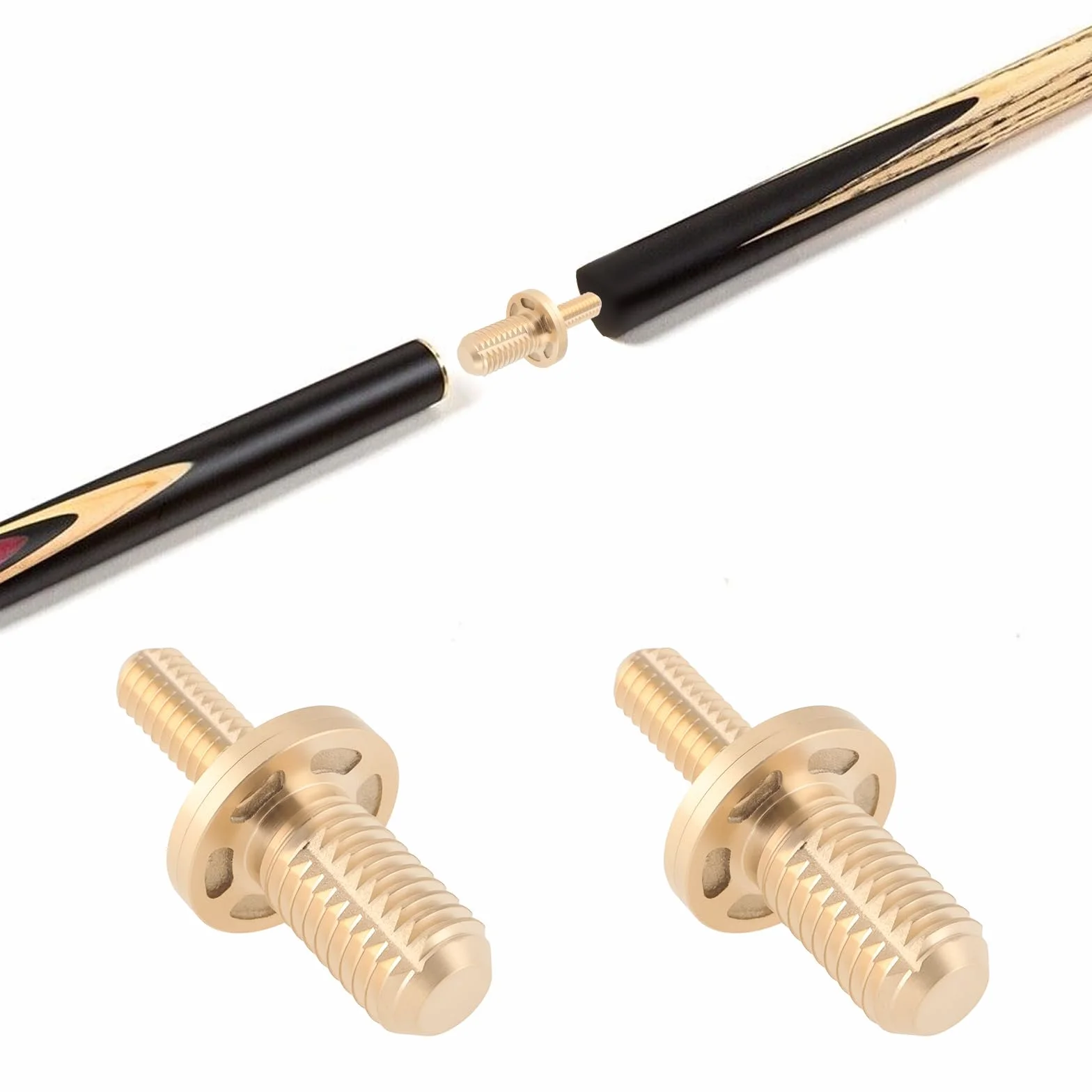 EMSea 2 tacos de billar de 1/2 pulgada con tornillo de latón para taco de billar extendido, 47,5 x 22 mm