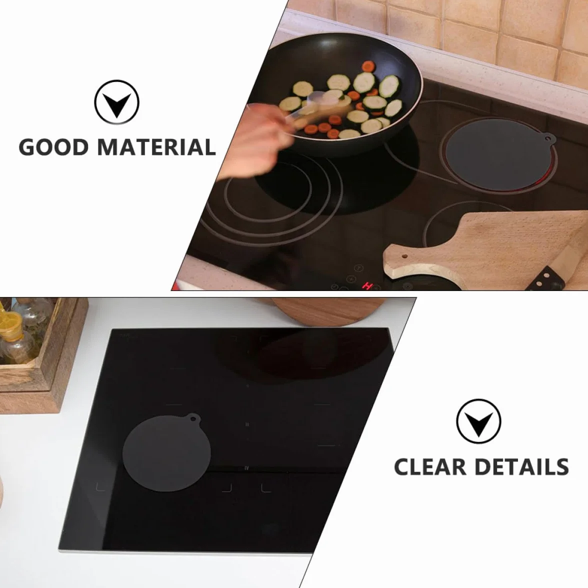 CALLARON Alfombrilla Protectora para Placa de Inducción 180x210mm de Silicona Resistente al Calor Antideslizante Negra para Cocina y Encimera, Esterilla para Hornear y Protección