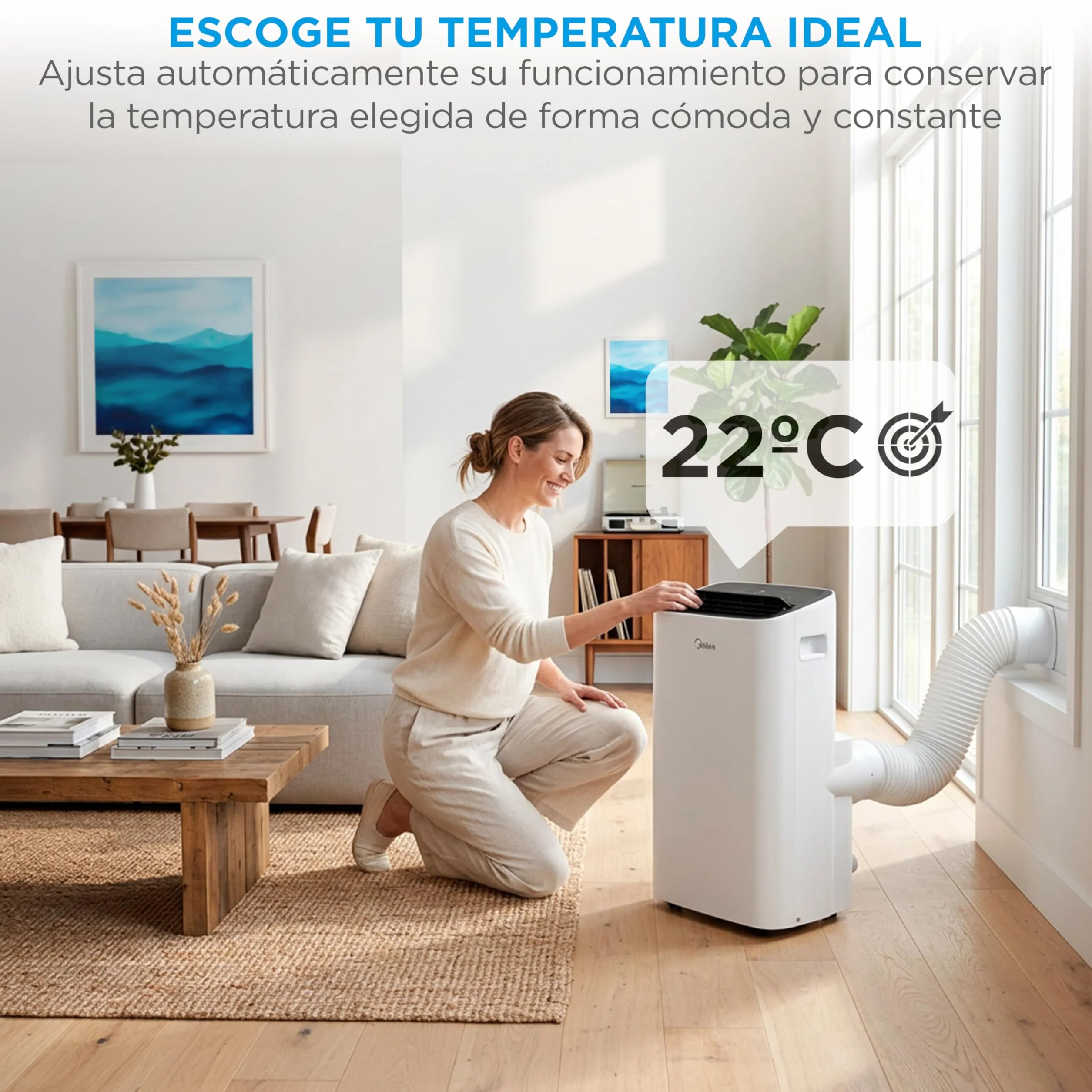 MIDEA Pingüino Aire Acondicionado Portátil Frío y Calor 3000 Frigorías / 12000 BTU - Climatizador silencioso con bomba calor 3500 W Air conditioner 4 modalidades con kit de ventana y control remoto