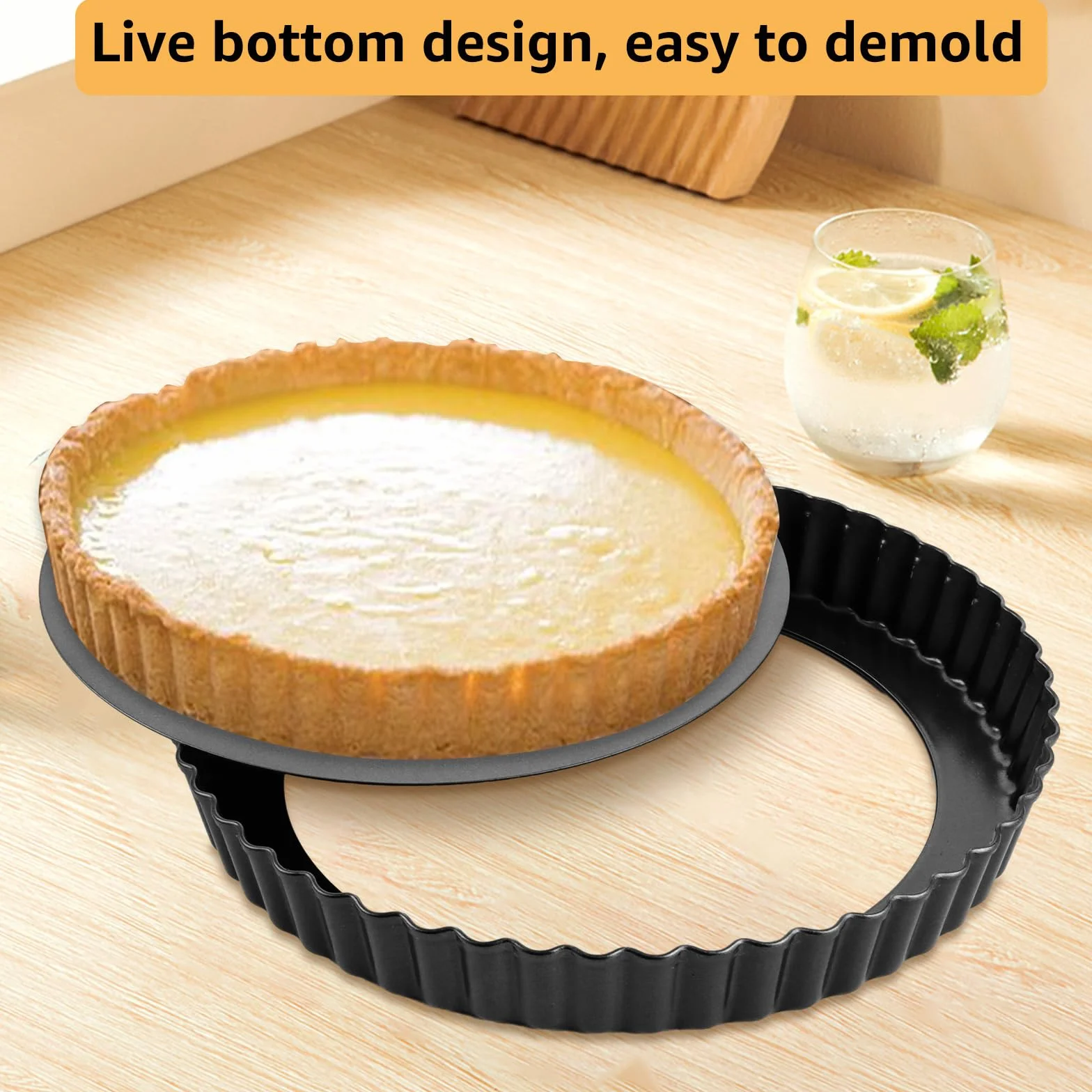 3 Piezas Moldes Reposteria Redondos 22 26 30 cm, Molde Tarta Desmontable Antiadherente, Molde Tarta Ondulado para Pizza Quiche Pasteles Caseros