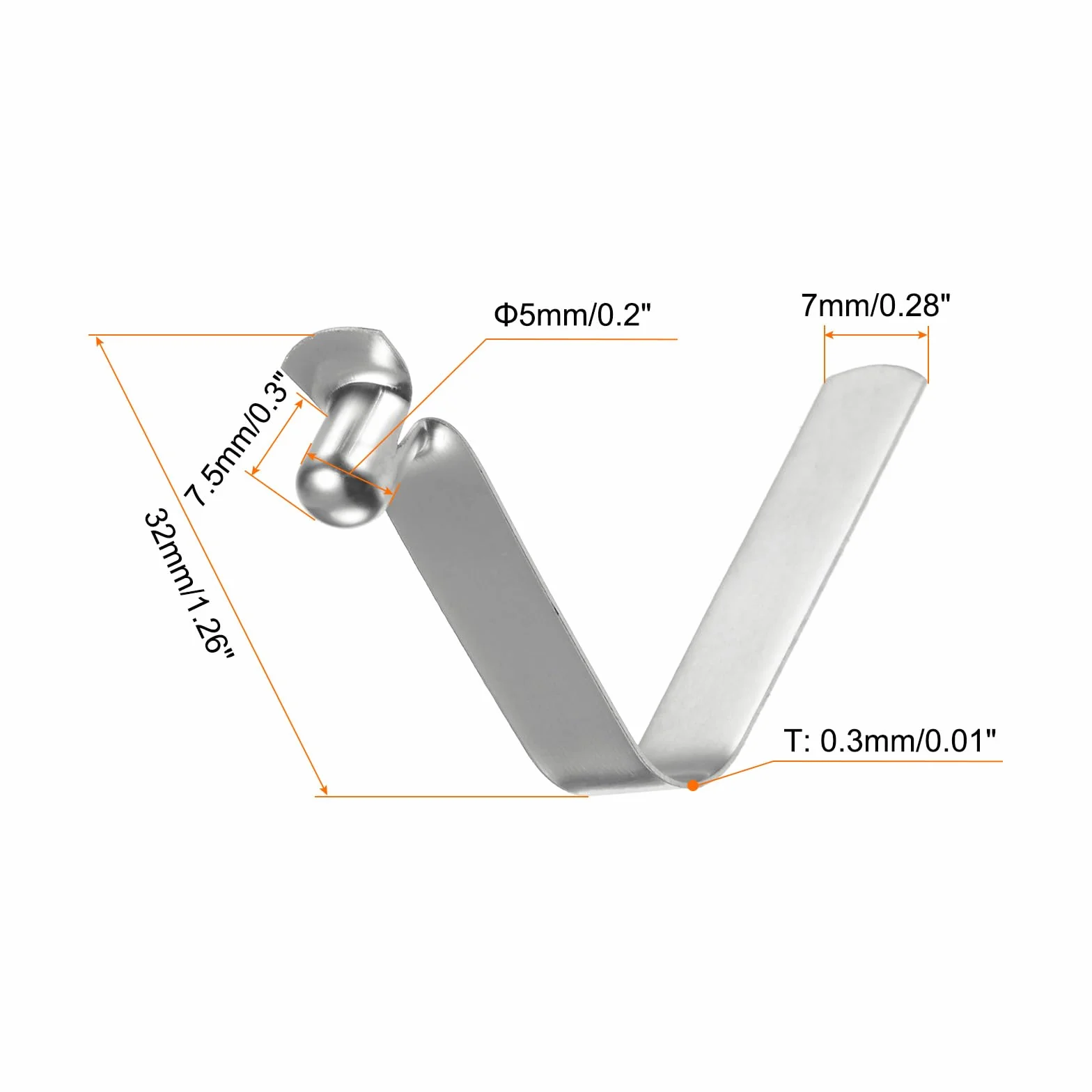 Sourcing Map 12 Piezas Clip de Resorte de Botón Único 32x7.5mm Acero 65Mn para Bloqueo Telescópico de Tubos