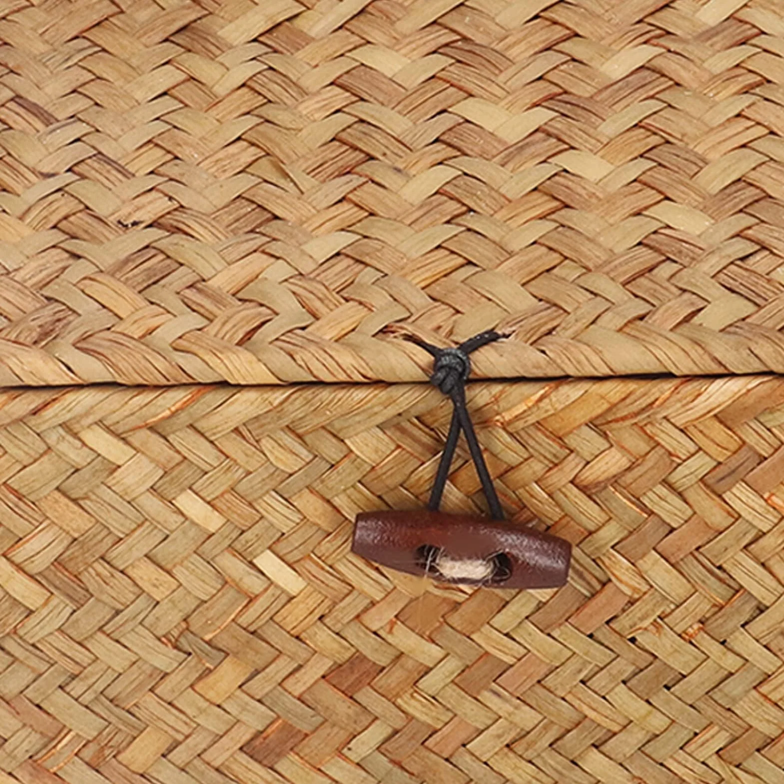 Cesta de Mimbre Grande con Tapa para Almacenamiento de Algas Marinas, Decorativa Natural