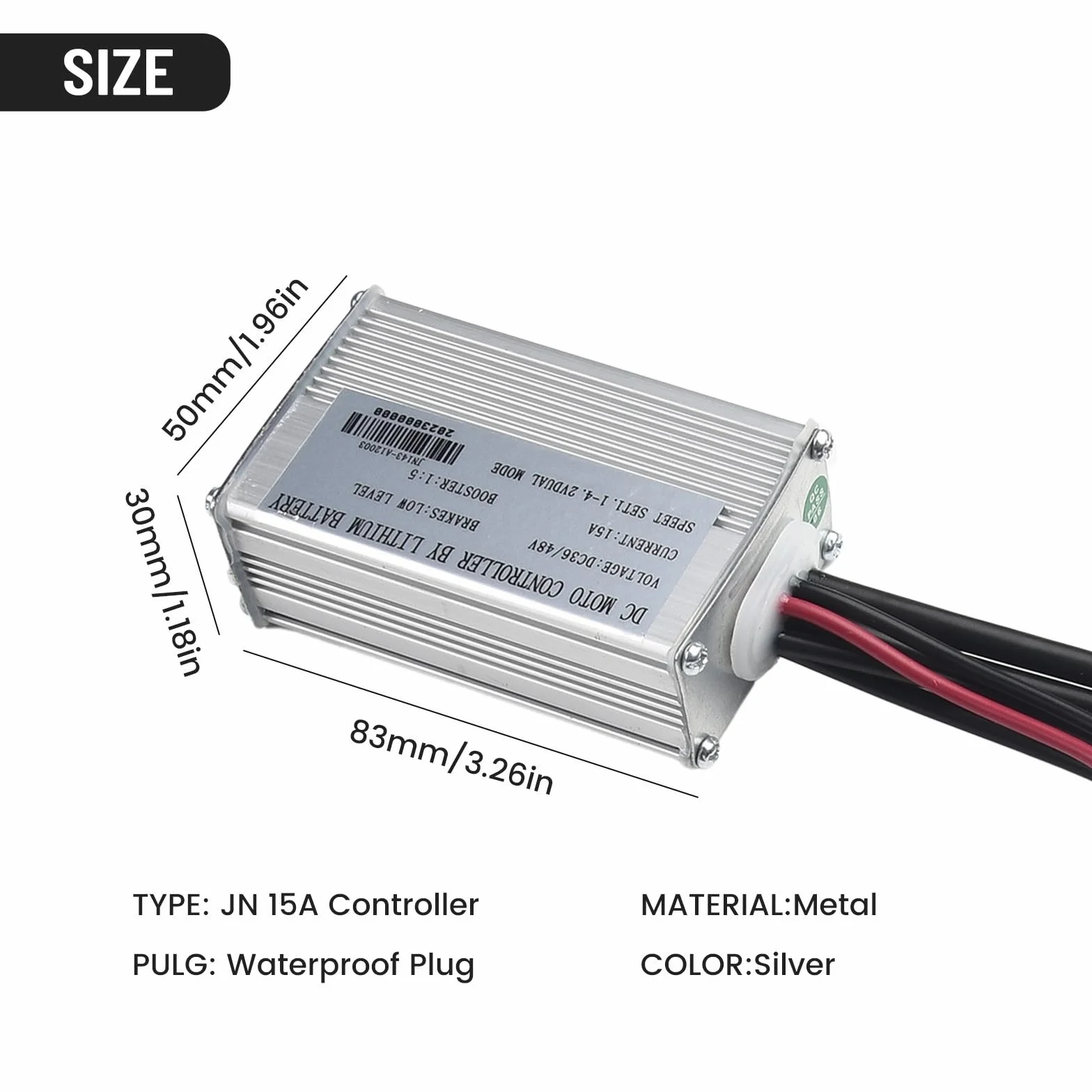 Controlador impermeable 15A 36V 48V para motor de eje sin escobillas Ebike