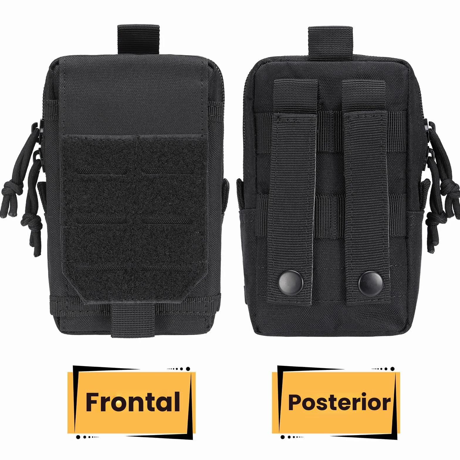 Bolsa Cintura Tactica Hombre Molle Pouch EDC Riñonera Cremallera Multifuncional Senderismo Camping Viajes Ciclismo Negro