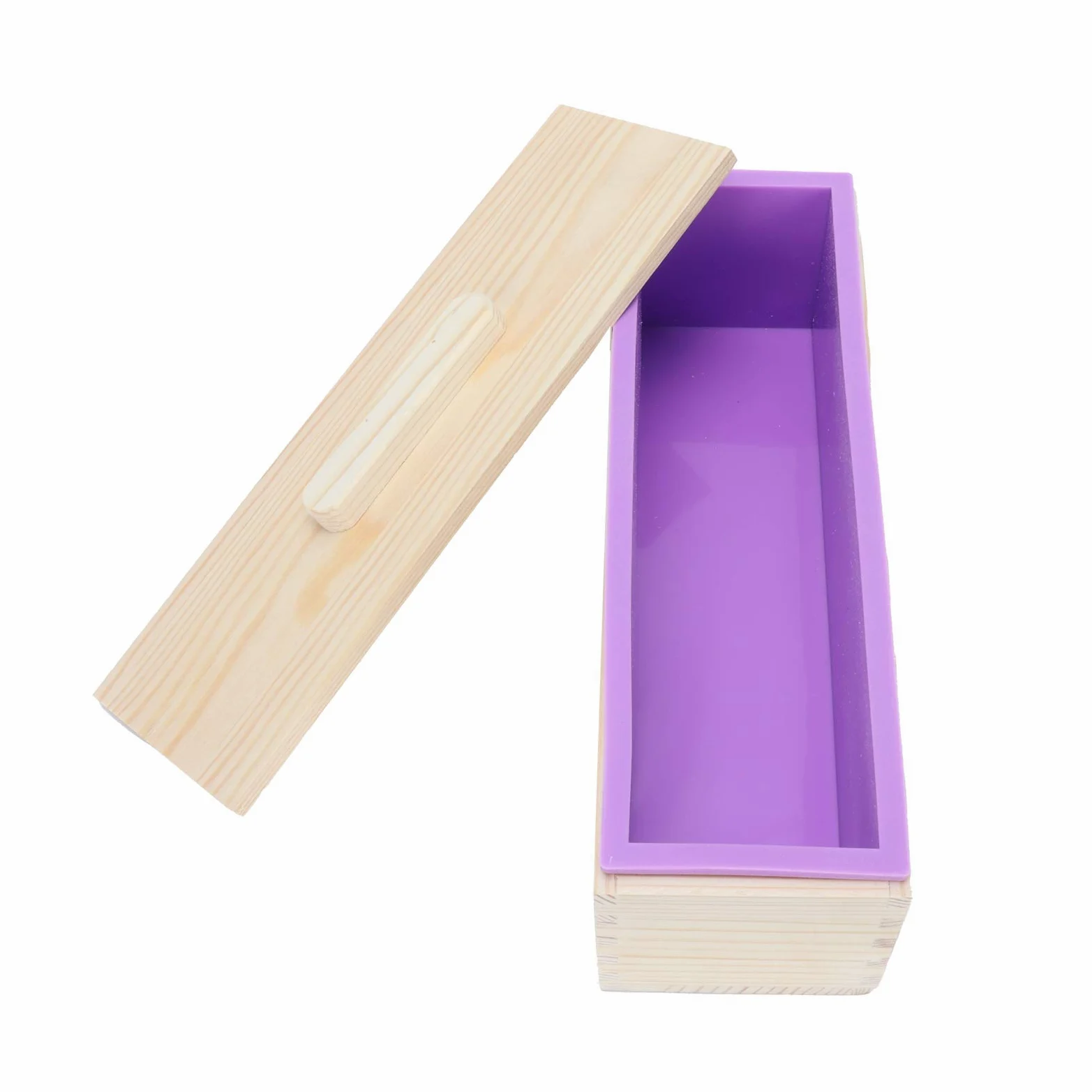 Kit de forma de jabón de silicona para bricolaje |4 en 1 con caja de madera |para (Purple)