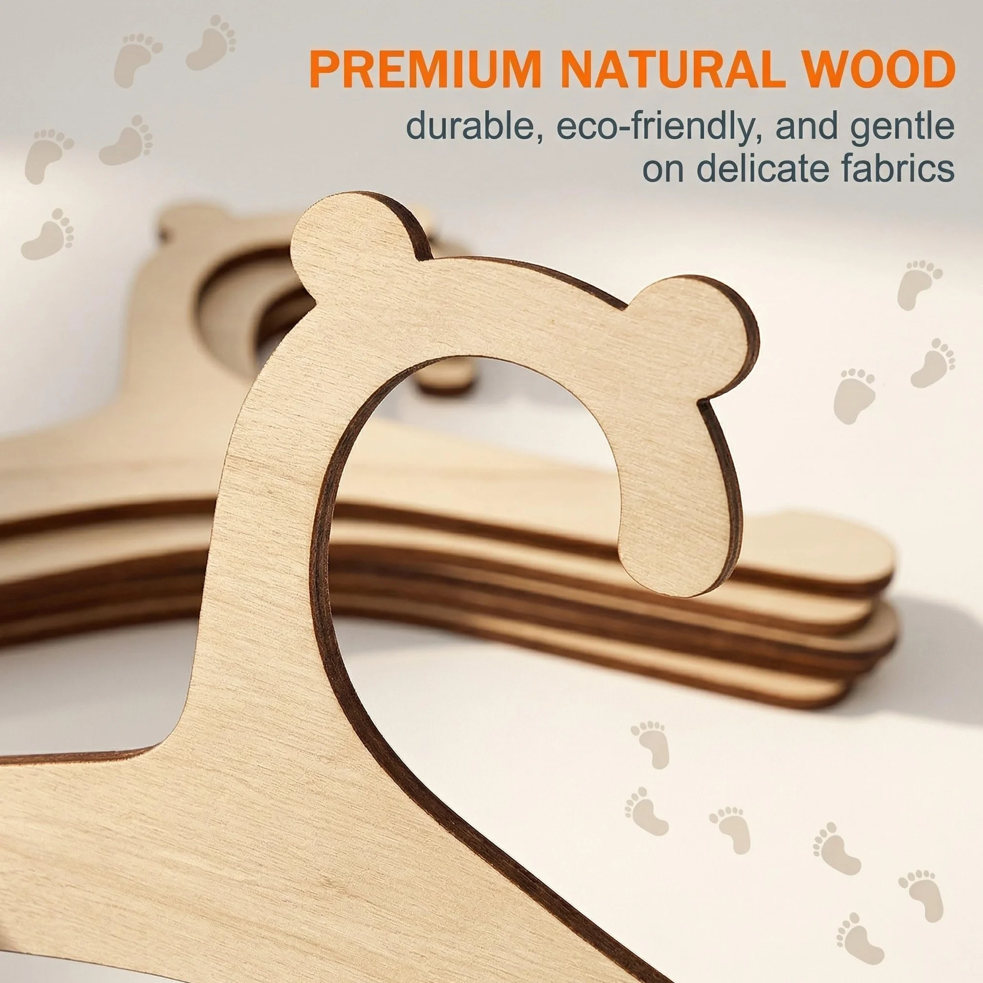 Perchas de Madera para Bebé con Forma de Osito, 15 Piezas, Antideslizantes, 15,5 x 22,7 cm