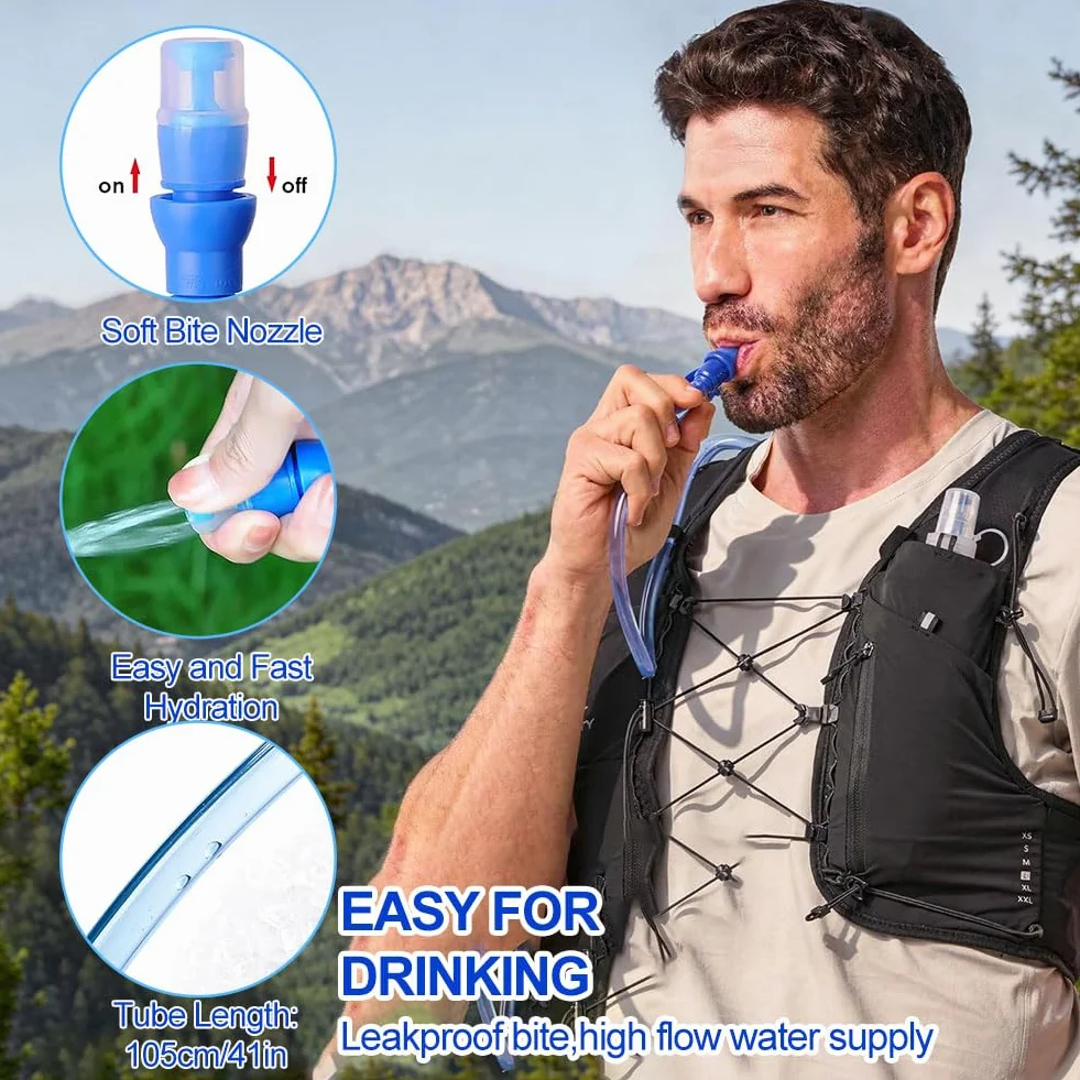 2L Bolsa de Hidratación, Soft Reservoir, Bolsa de Agua, Depósito de Agua a Prueba de Fugas para, Ideal para Ciclismo, Senderismo, Carrera, Camping y Escalada