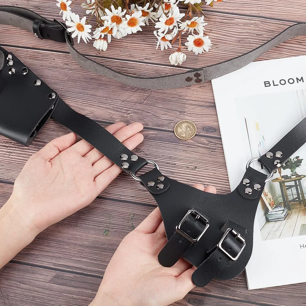 GORGECRAFT Ajustable Negro Cinturón de Vaina de Espada de Cuero con Funda de Daga Pirata Medieval Correa de Hombro Soporte de Funda Accesorio de Tela Larp para Cosplay