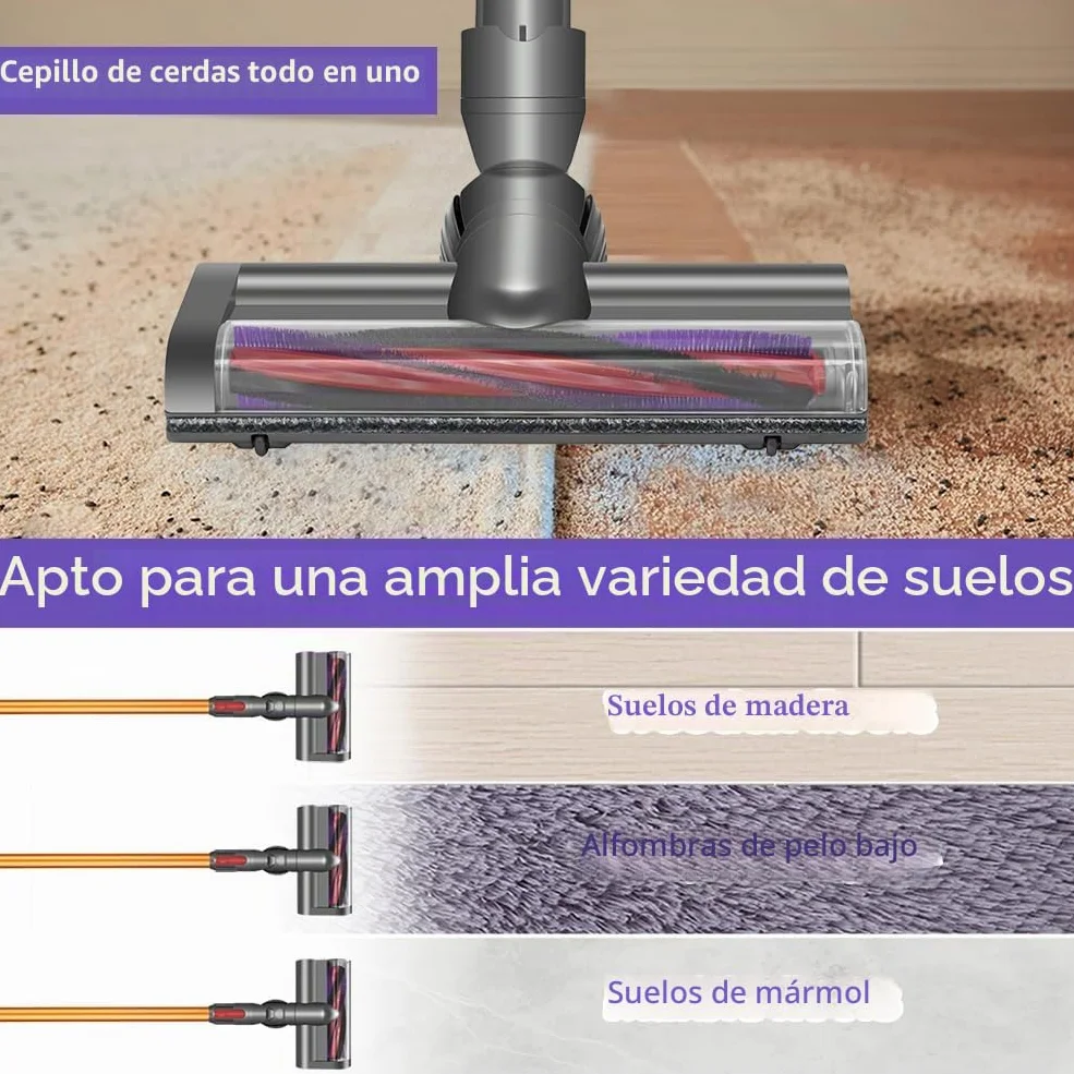 Cepillo eléctrico compatible con Dyson V6 DC58 DC59 DC62 DC72 DC74 SV04 SV06 SV09, piezas de repuesto de cabezal limpiador de accionamiento directo, boquilla de turbina para Dyson V6, cepillo turbo