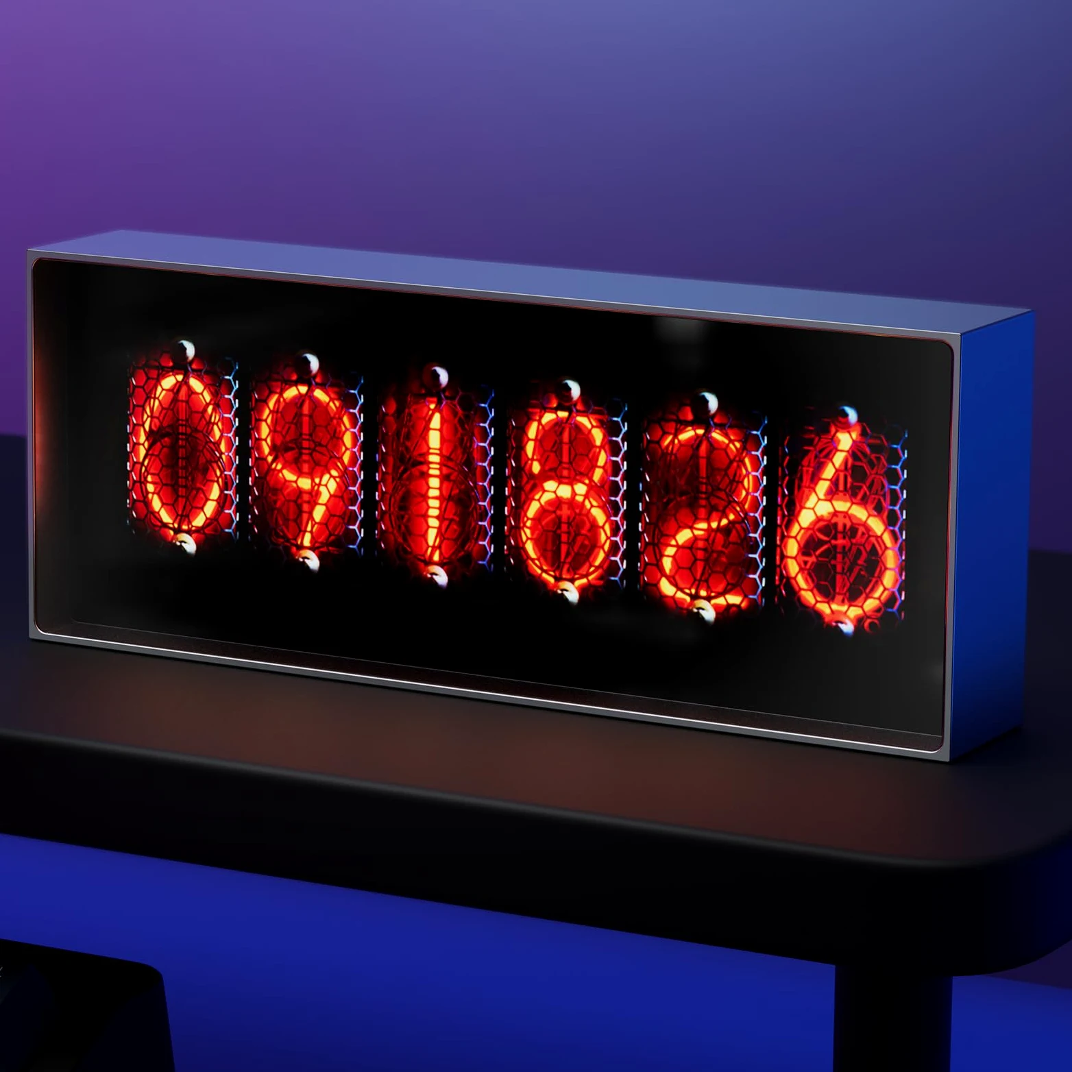 Reloj despertador digital con LED, reloj despertador digital con clima, reloj de tubo con control de aplicación, 5 modos de visualización de la hora, pantalla de fotos personalizada, reloj