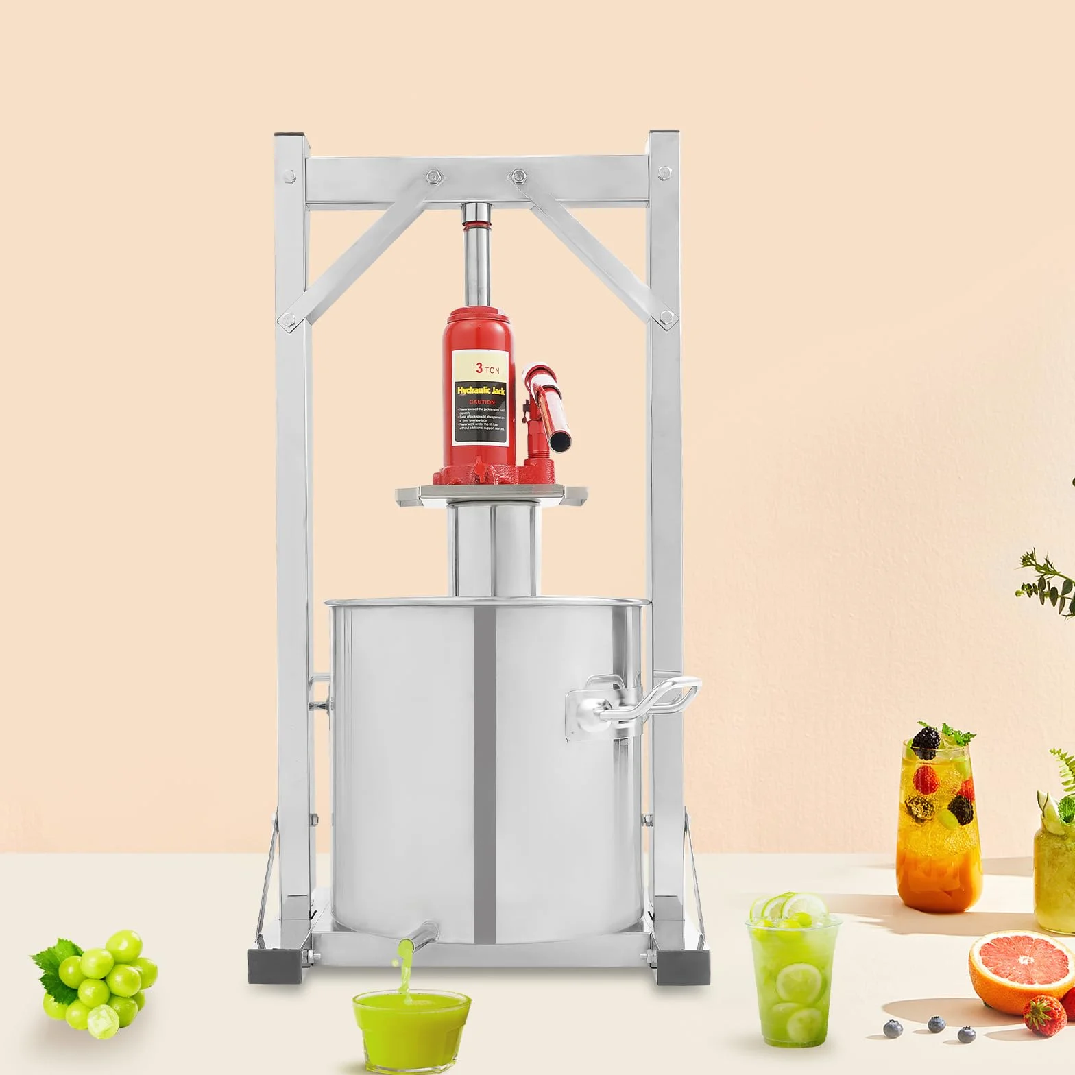 Prensa hidráulica de frutas 12L vino Sider Prensa Fácil Operación Gran Capacidad Herramienta Prensa de Vino Estructura Estable Trituradora de Prensa de Frutas para Prensa de Frutas Suave Como Uvas