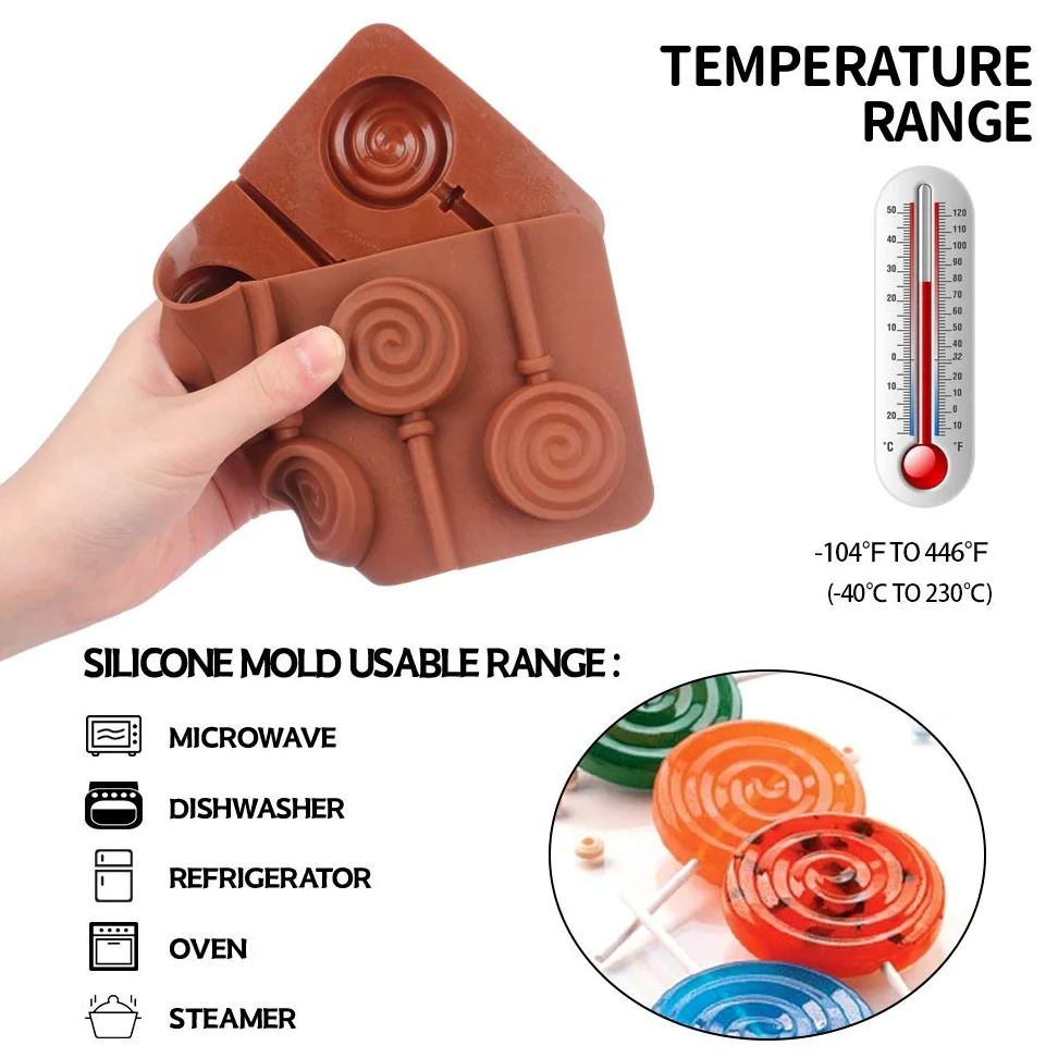 Molde redondo de silicona para decoración de pasteles de chocolate con 24 varillas reutilizables, forma de remolino, juego de 4