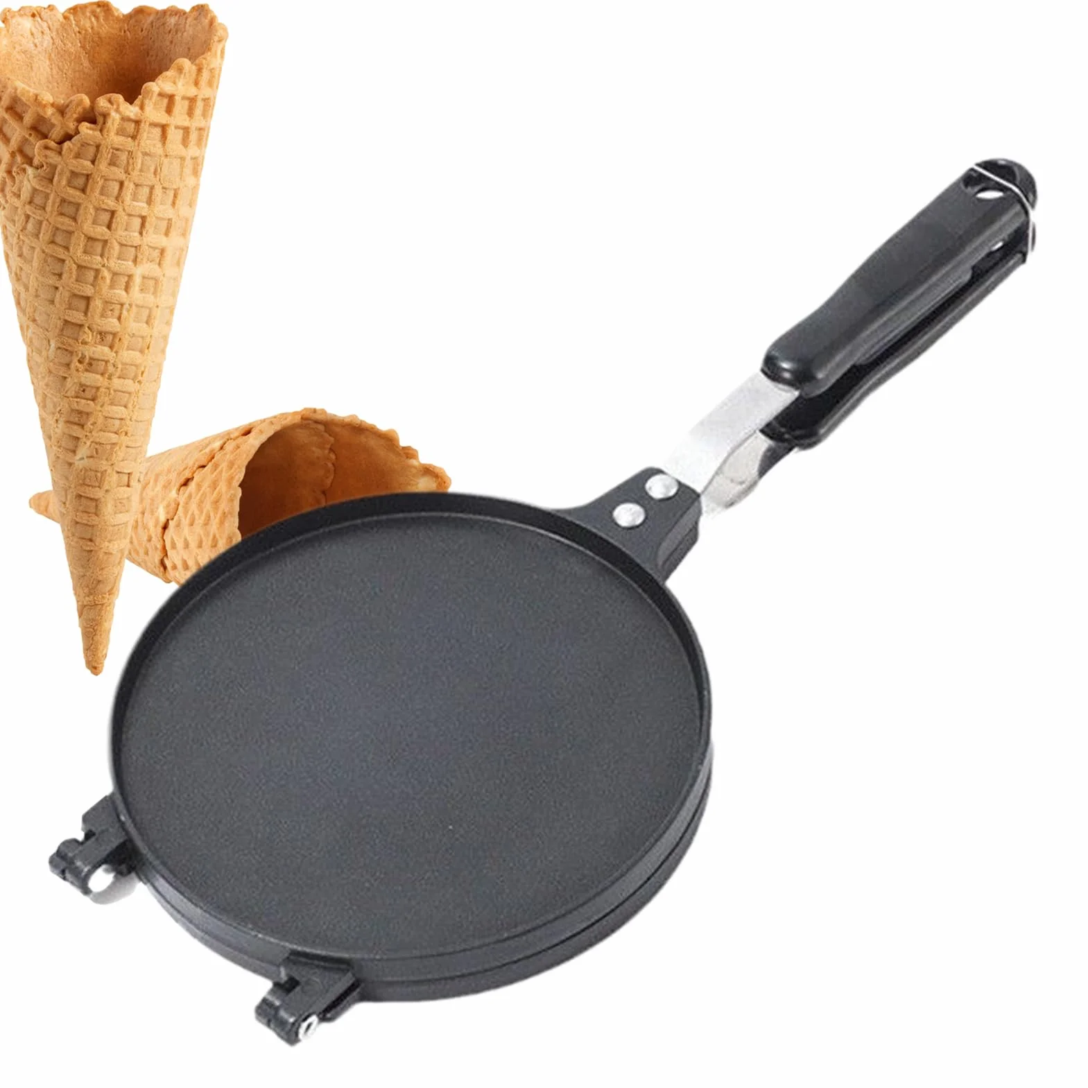 Crepera Para Conos De Helado - Máquina Para Cucuruchos De Helado Y Barquillos - Molde Y Placa Para Hornear Para Cumpleaños Hogar Acampada Pasteleria Bocadillos Crujientes Desayuno | Para
