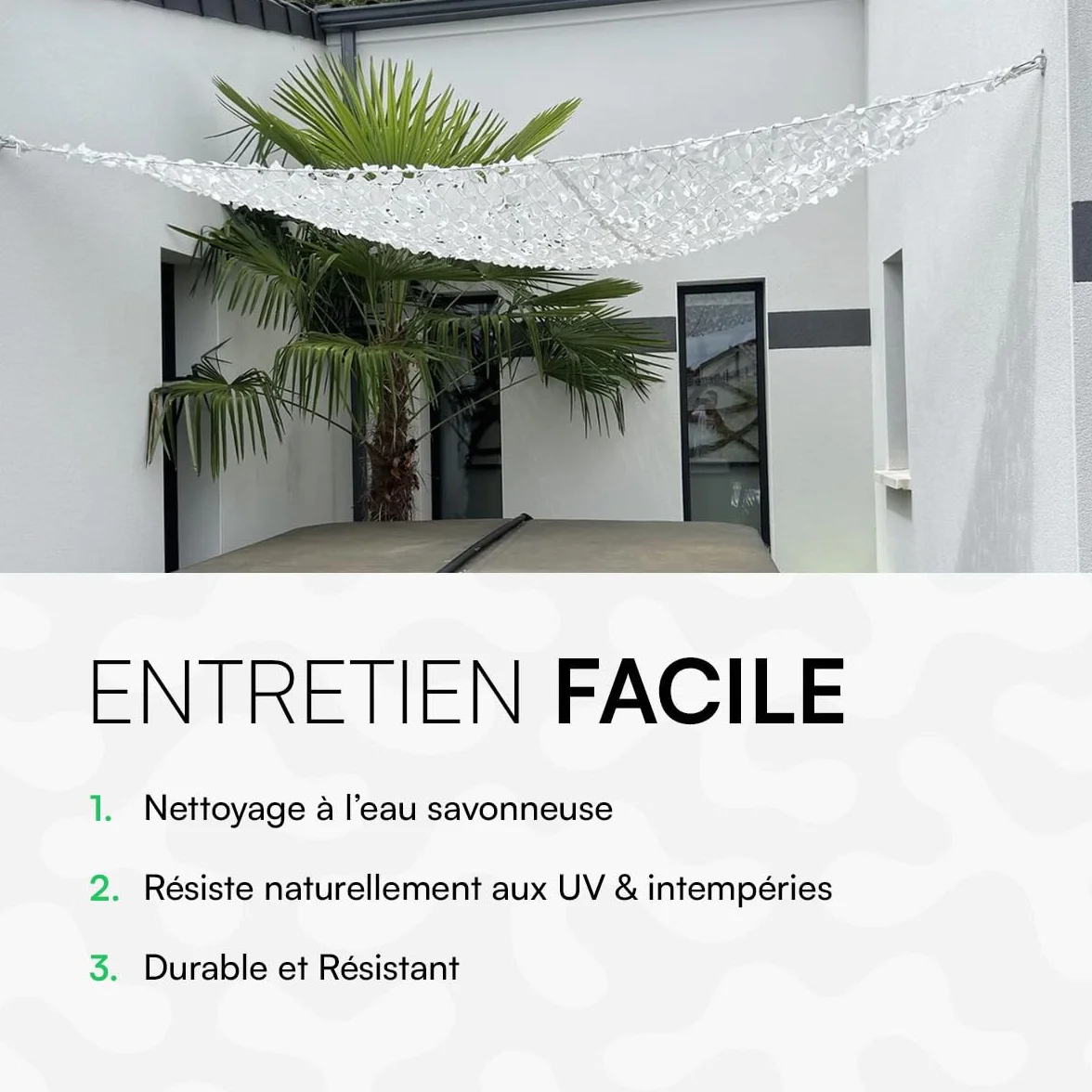 Red de Camuflaje Militar Reforzada Blanca 2x2x2m Protección Solar Anti-UV Terraza Jardín Caza Airsoft