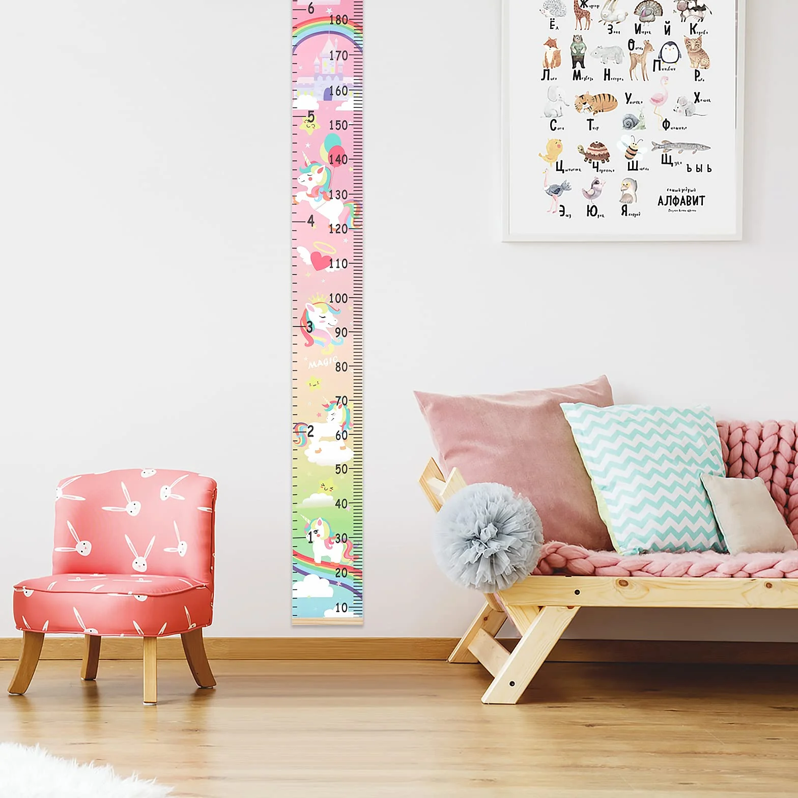 Hifot Niños Unicornio Gráfico de Crecimiento de Altura Medición Pared Colgante 74.8 x 7.87 Pulgadas Decoración Habitación