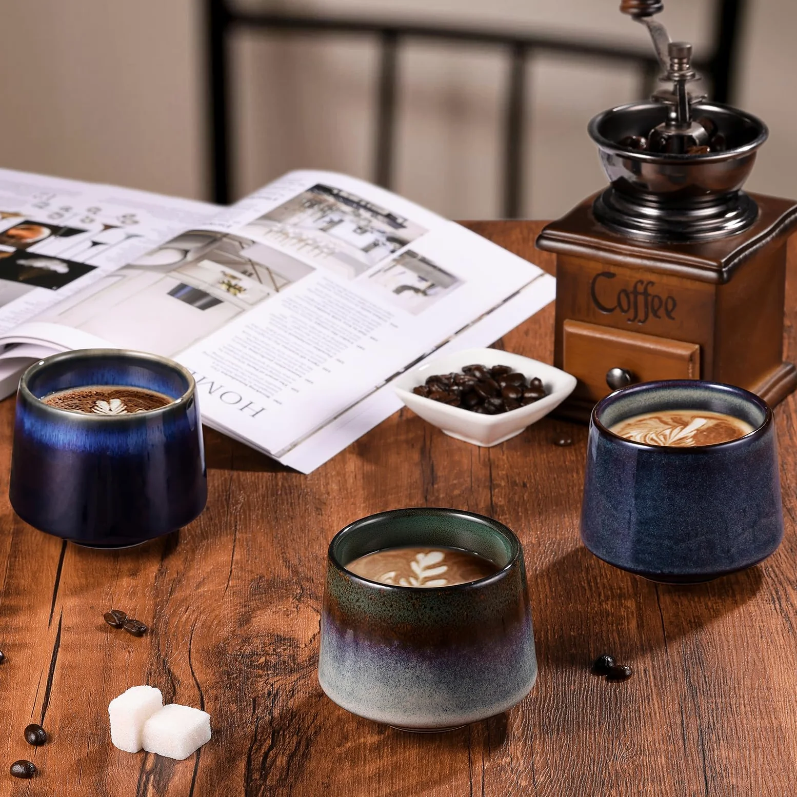 ecooe Tazas de capuchino, taza de café de porcelana de 200 ml, juego de tazas de té de capuchino de cerámica, para mujeres, hombres, mejor amiga, pareja