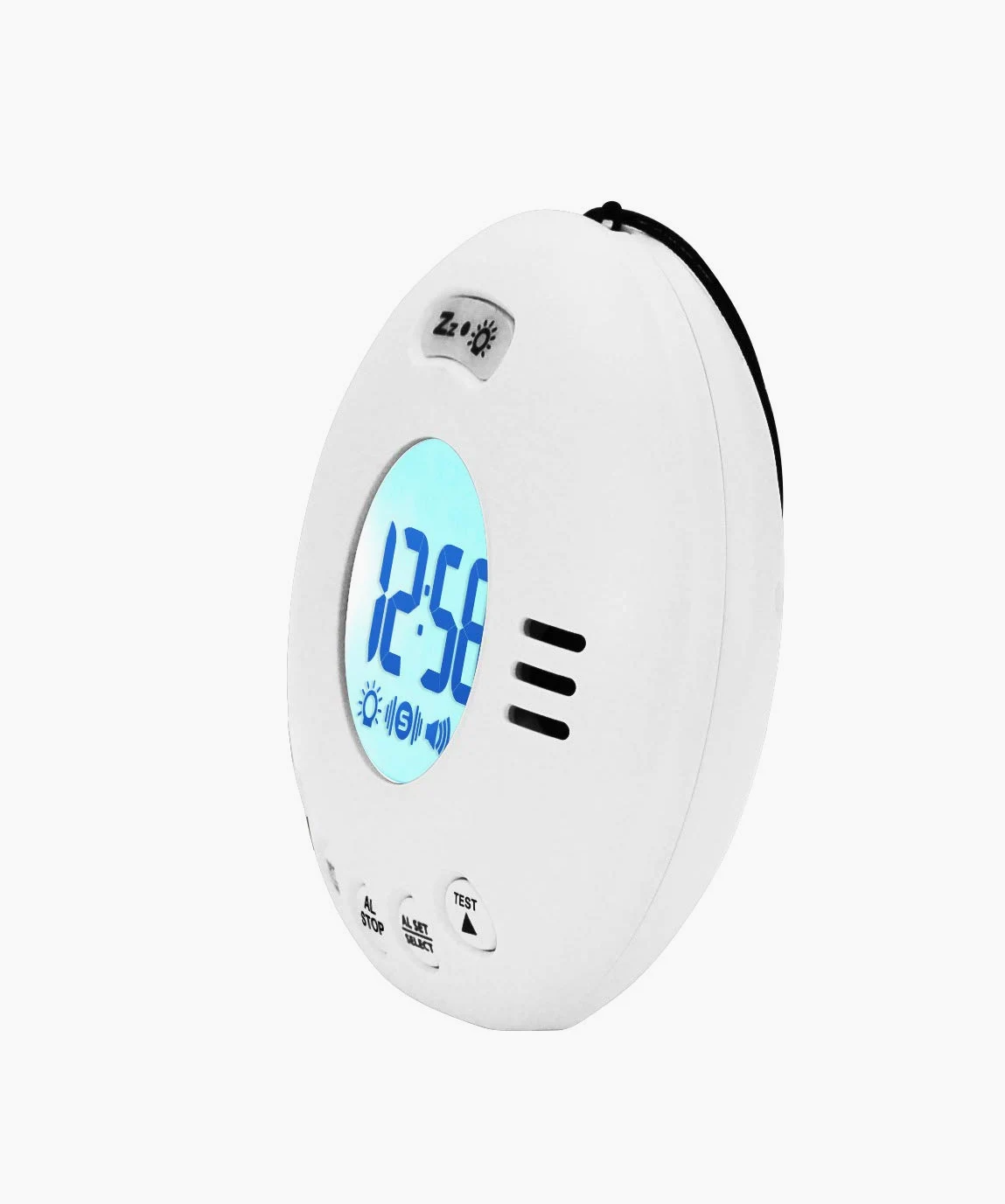 Geemarc WAKE 'N' SHAKE Voyager - Reloj Despertador de Viaje con Potente Alarma de 75dB, Luz Intermitente y Vibrador Incorporado para Personas que Duermen Profundamente - Funciona con Pilas – Blanco