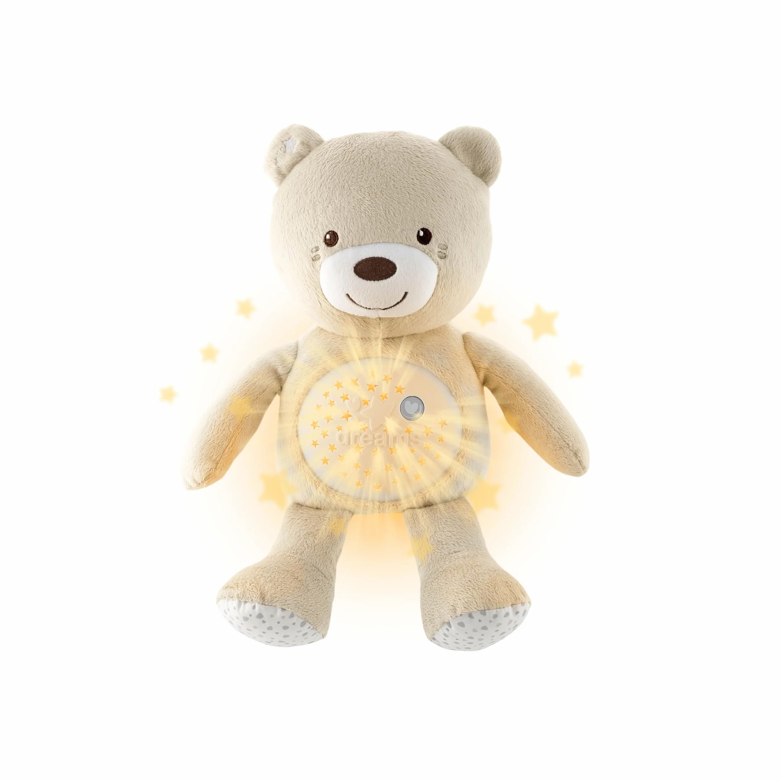 Chicco First Dreams Osito de Peluche Proyector Suave con Luz Nocturna para Niños Efectos Luminosos Melodías Relajantes Beige