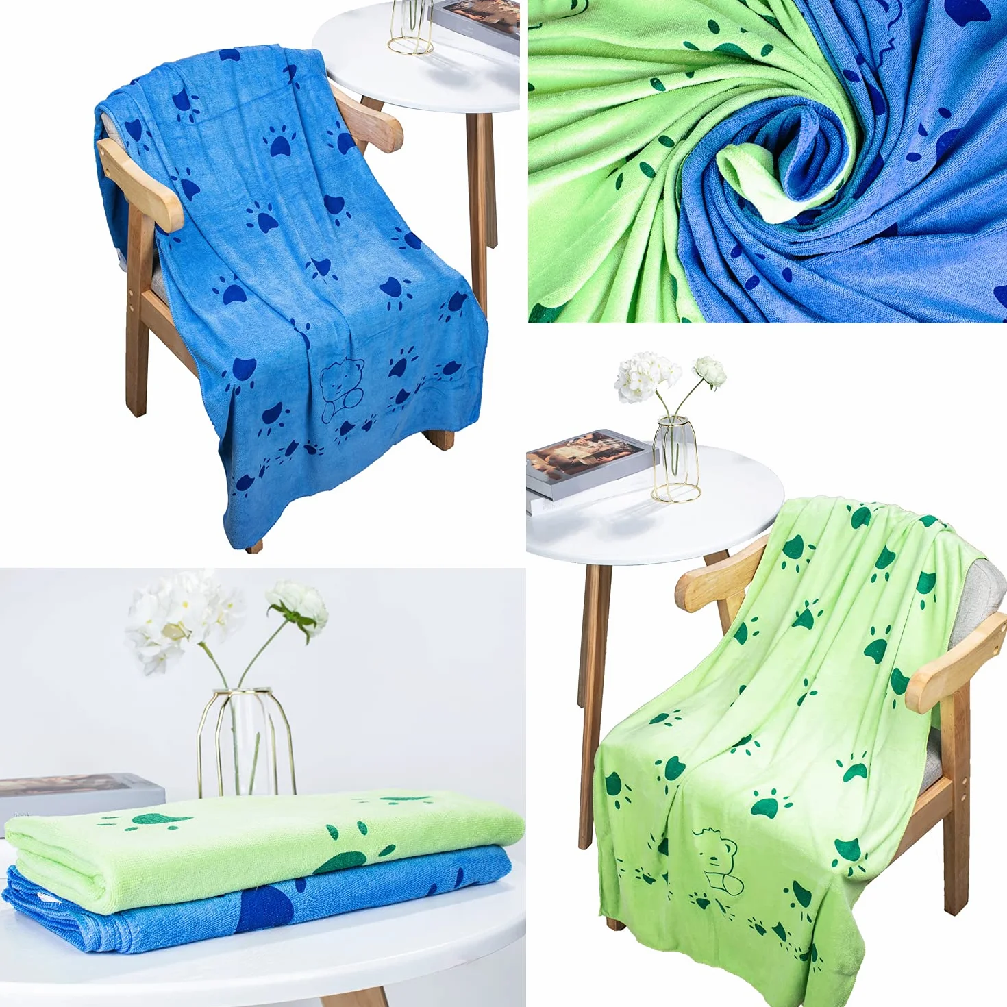 2 Piezas Toallas Baño Perros Toallas de Baño para Perros Toallas de Microfibra para Secar Perros Toallas de Playa Toallas Ultra Absorbentes para Perros Pequeños Medianos