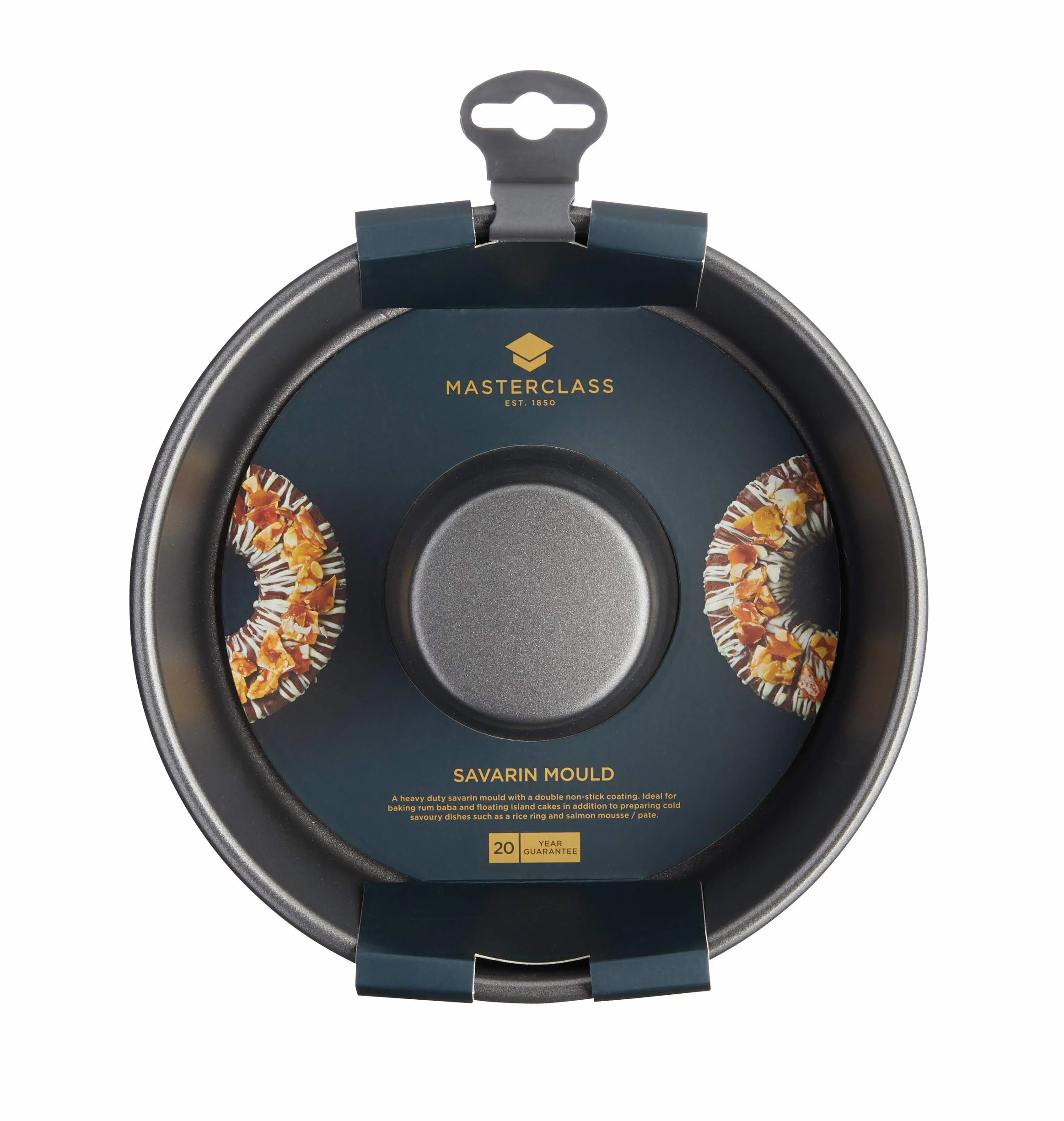 Molde MasterClass con revestimiento antiadherente PTFE, PFOA y sin BPA, resistente molde de acero al carbono de 1 mm de grosor, 20 cm (8") para tartas y postres, resistente al óxido, doble capa final