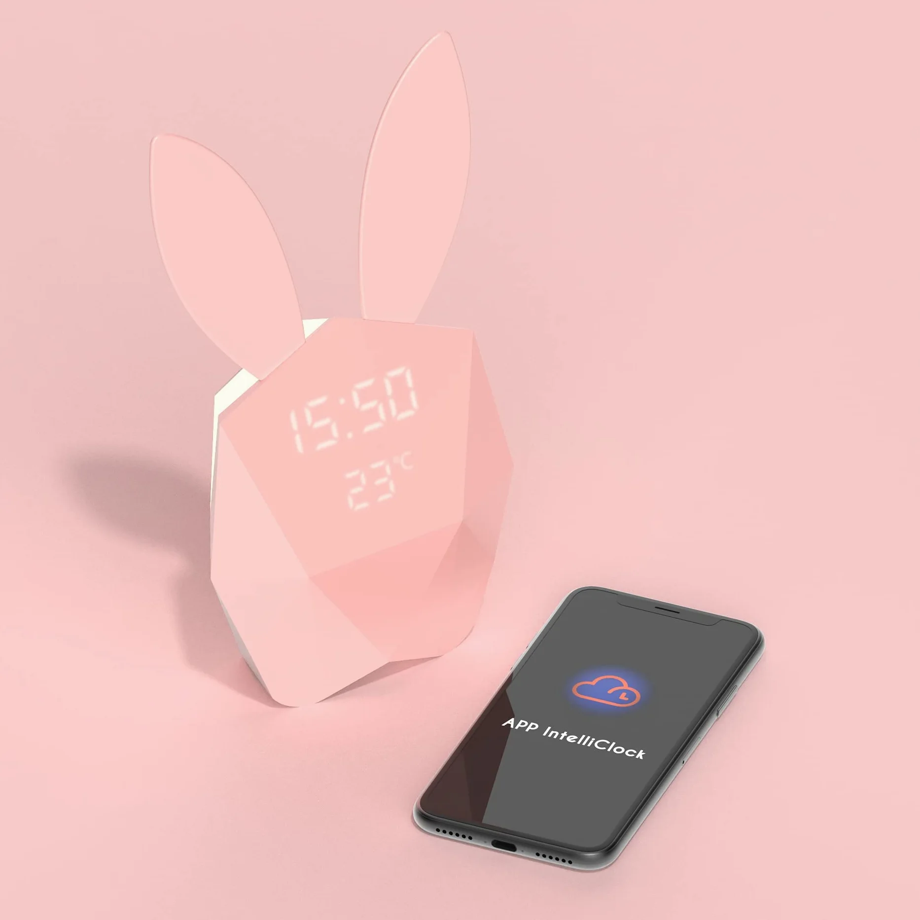 Mob Cutie Clock Connect - Reloj Despertador Inteligente con Sensor de Movimiento, Color Rosa