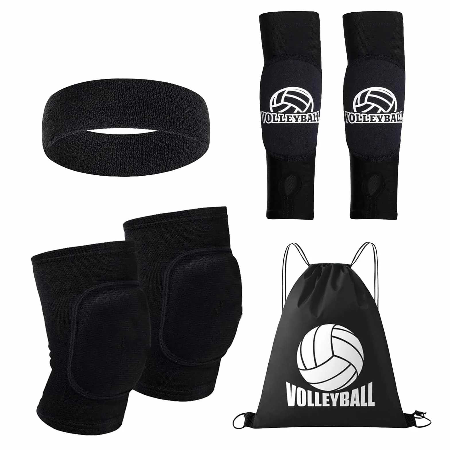 DMNQ 4 Paquete Rodilleras Balonmano Voleibol Accesorios con Diadema y Bolsa