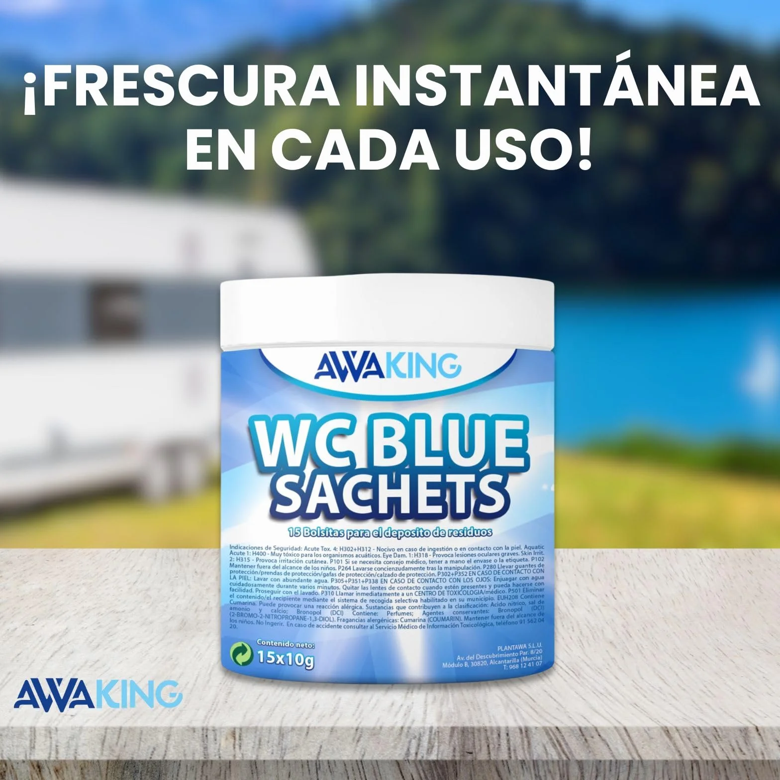 Pastillas WC Quimico Autocaravana AWAKING Blue Sachets 15ud Higieniza Desodoriza Concentrada