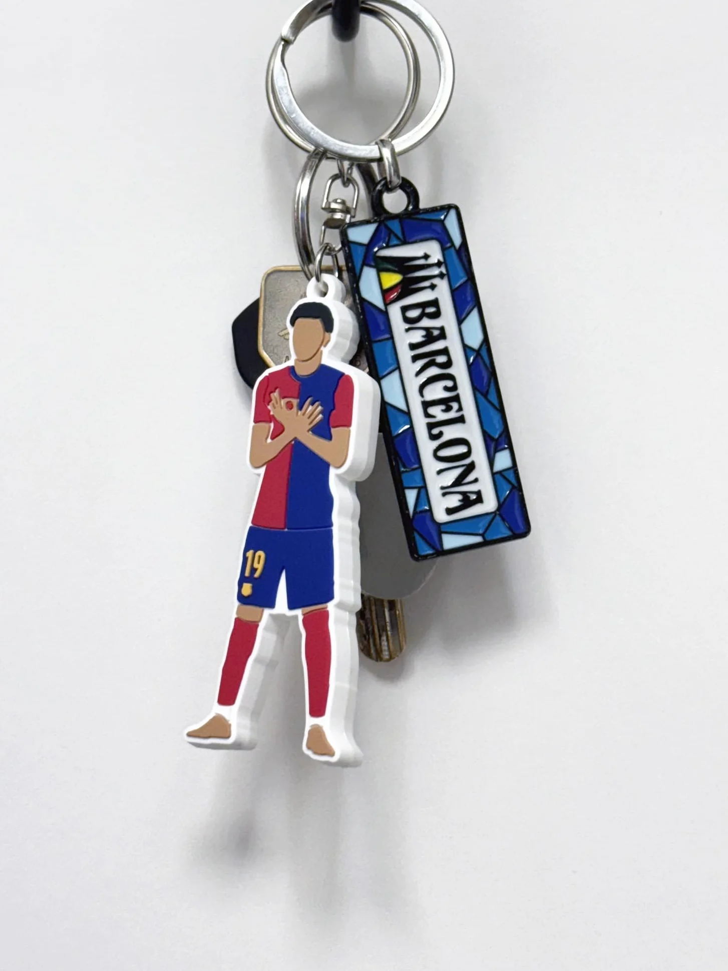 Llavero de goma 8 cm diseño láminas 304 malla barco blaugrana regalo aficionados Barcelona