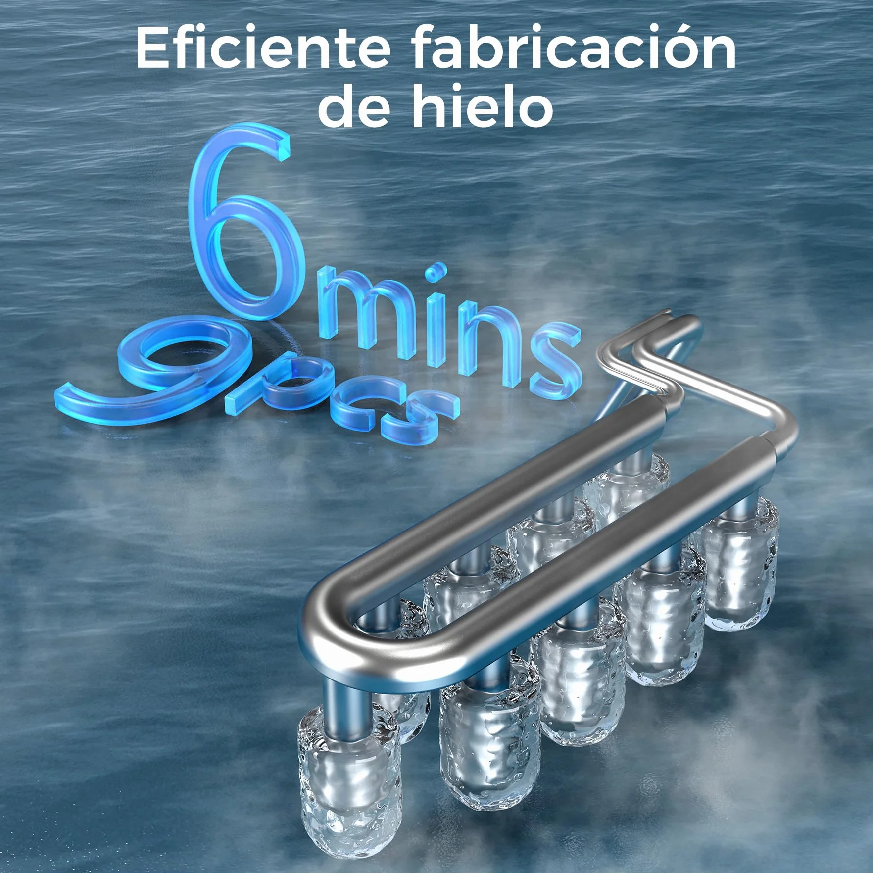 QEXREED Máquina de Hielo, Maquina de Hacer Hielo 12 kg/24h, 9 Cubitos de Hielo en 6 Minutos, Maquina de Hielo para Casa Autolimpiadora, Hielo de 2 Tamaños