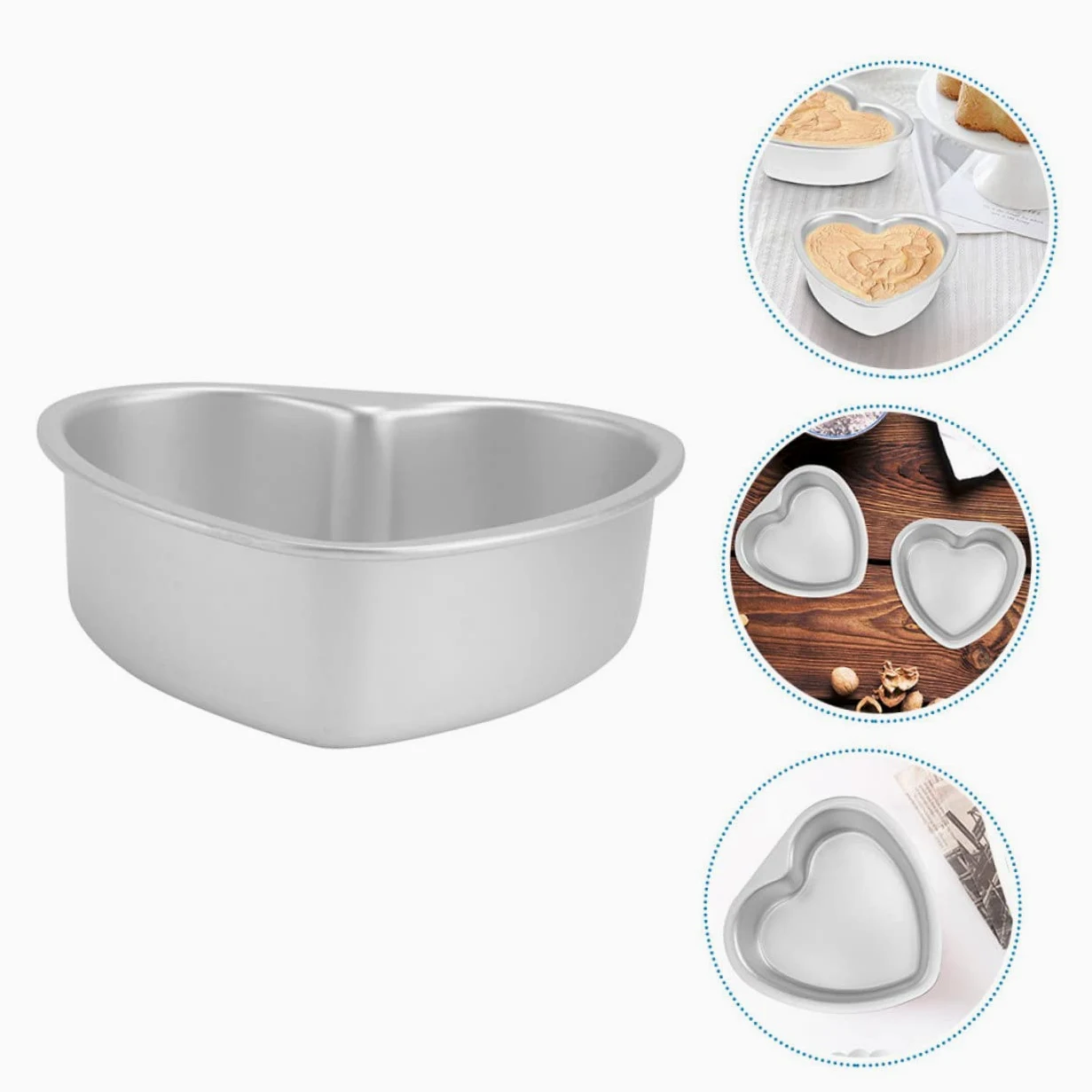 GLEAVI 2 Moldes para Tartas en Aleación de Aluminio y Reutilizables y Fáciles de Desmoldar Forma de Corazón Ideales para Hornear en Casa y Principiantes Principiantes
