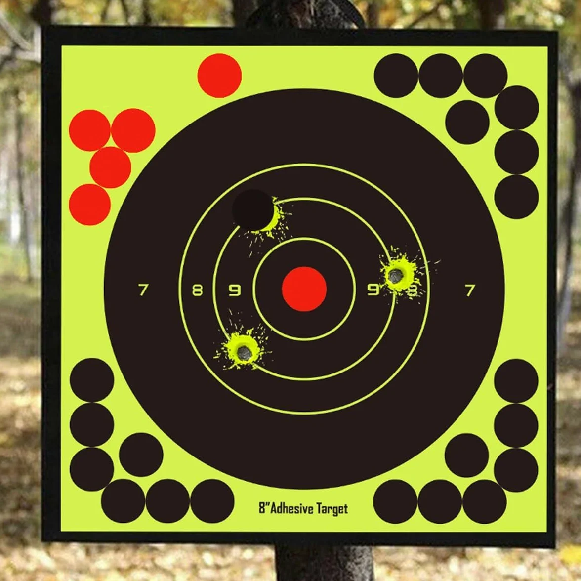 Dianas Adhesivas Reactivas para Tiro Efecto Splatter Amarillo Fluor 20,3 cm Alta Visibilidad Entrenamiento Precisión Aire Comprimido Airsoft