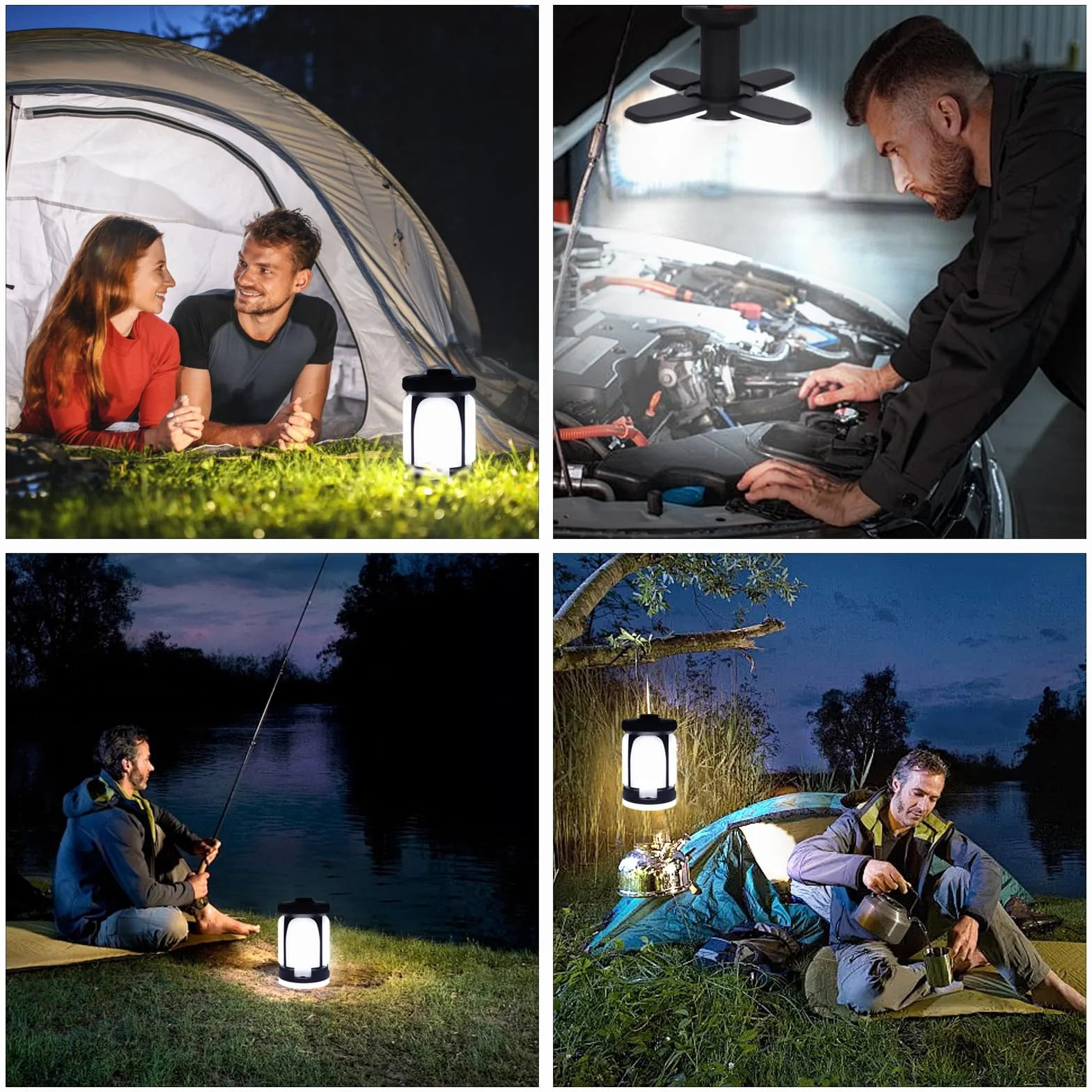 Lámpara Camping Recargable LED 3600mAh 6 Modos Iluminación Portátil Resistente al Agua