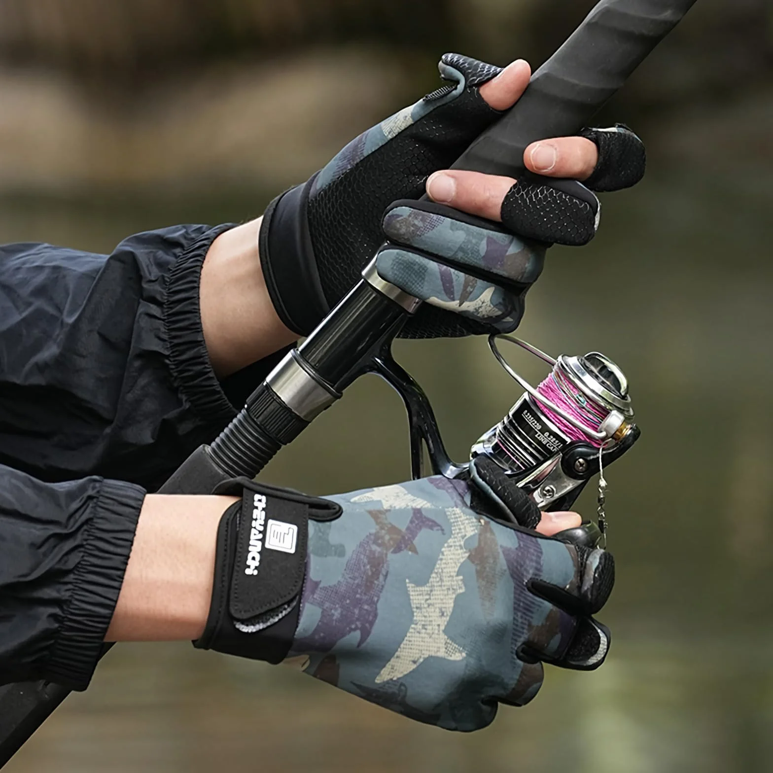 Guantes de pesca UPF50+ protección UV antideslizantes dedo completo caza hombres