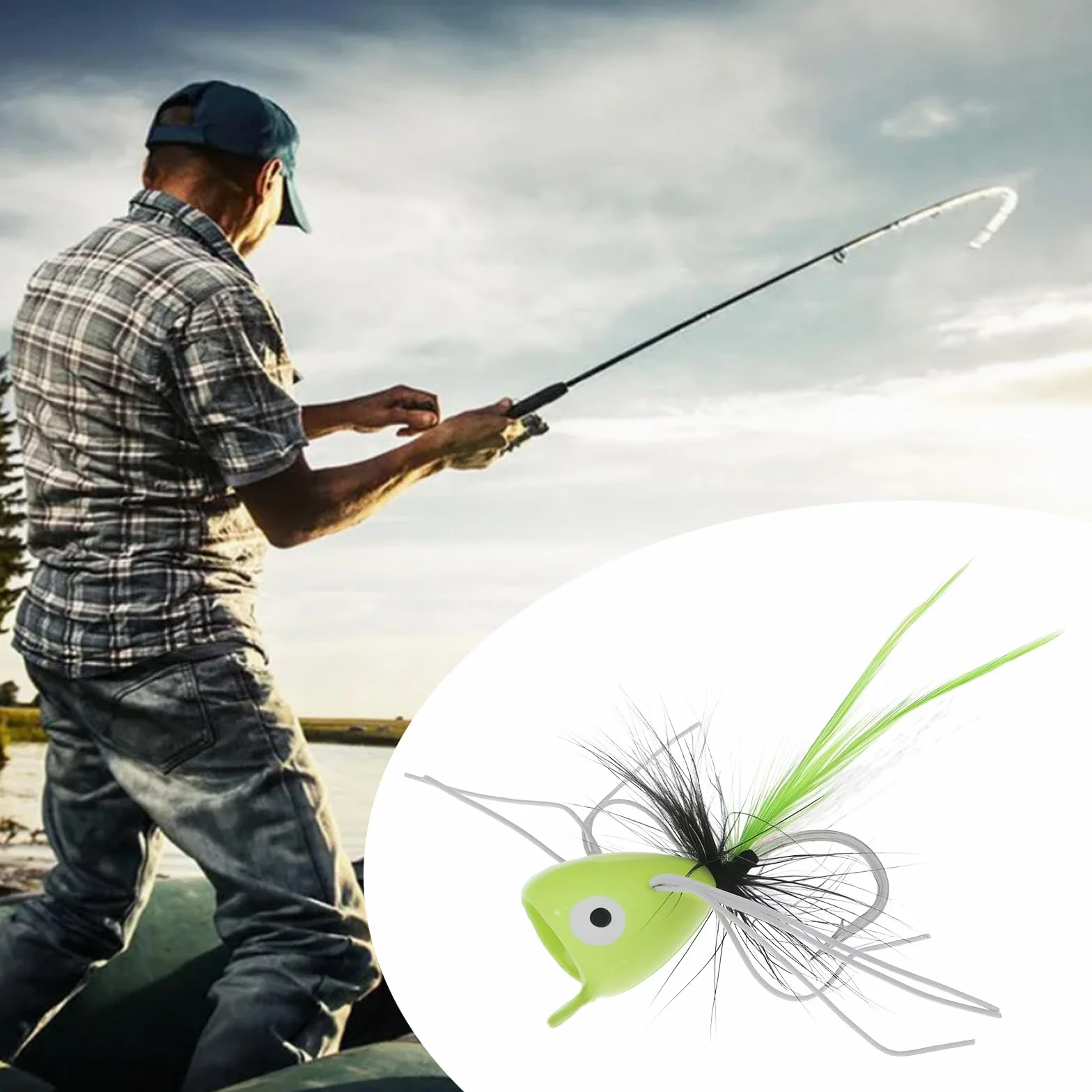 EMSea 10 Señuelos Popper para Pesca con Mosca Lubina Pez Luna