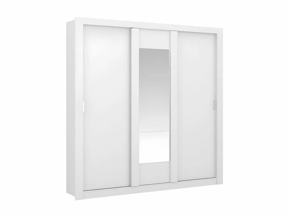 Vente-unique Armario con Espejo Roxane ñ 3 Puertas correderas ñ L. 220 cm ñ Blanco