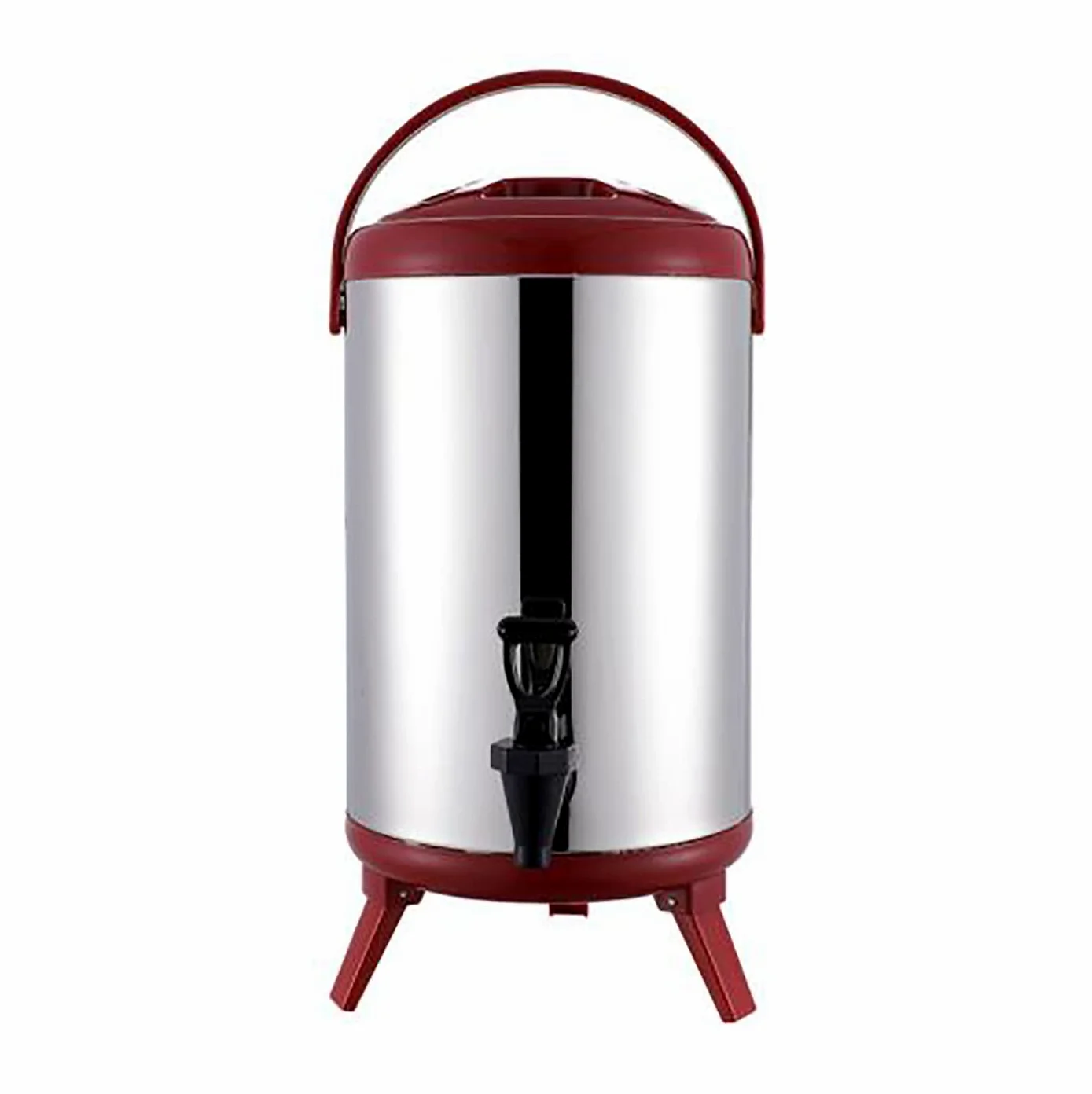 304 acero inoxidable doble capa aislamiento barril trípode plegable con grifo fermentación barril (rojo, 10L)