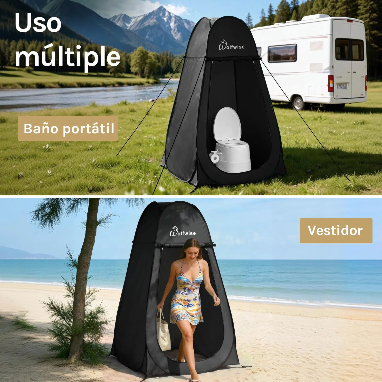 Wolfwise Tienda Ducha Camping Pop Up, Carpa Instantánea Vestidor Exterior para Baño Playa