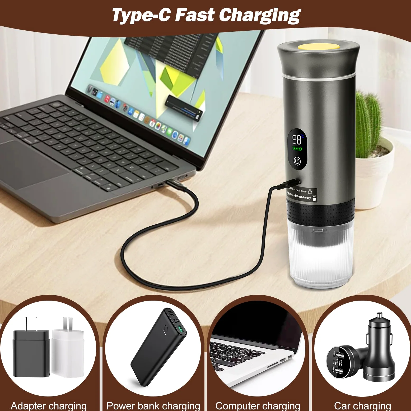 Cafetera Portatil Capsulas Mini Cafetera, Cafetera De Tres En Uno Con USB, Compatible Con Cápsulas De Café Y Polvo De Café, Adecuado Para Acampar, Trabajar Y Caminar