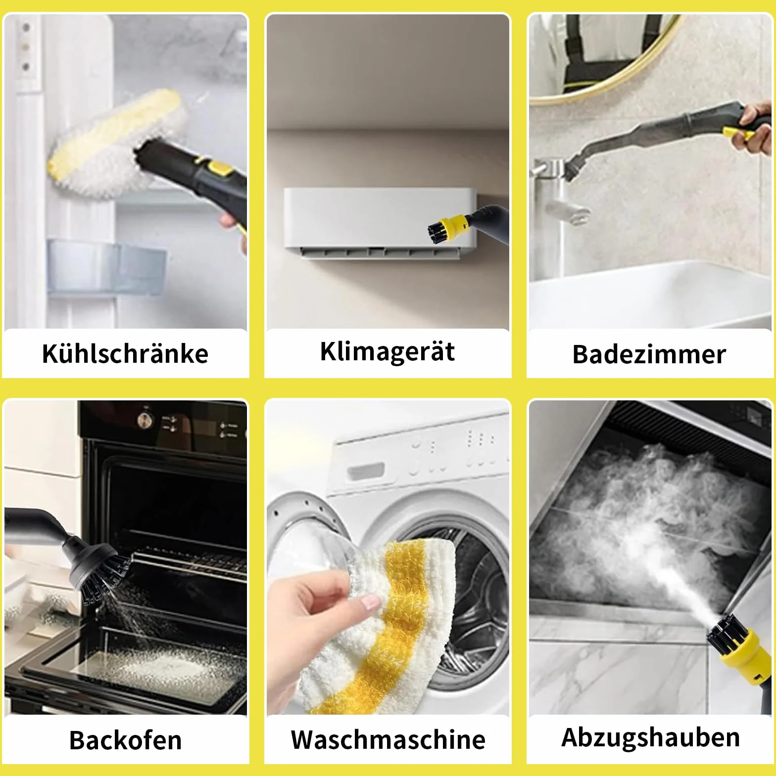 14 accesorios para limpiador de vapor Kärcher SC1 SC2 SC3 SC4 SC5 SC7, 4 cepillos redondos, 2 cepillos para juntas, boquilla curvada, cepillo de vapor de mano, extractor de ventanas, paño de