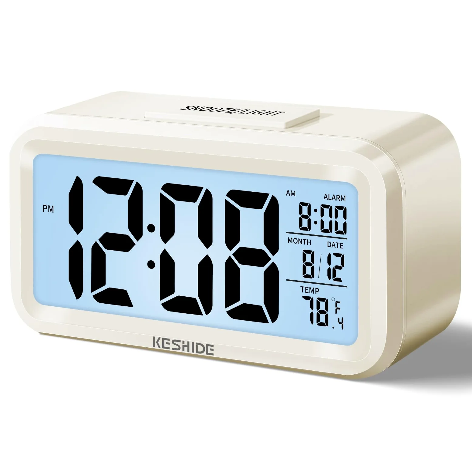 Reloj despertador digital con luz nocturna, funciona con pilas con temperatura interior, reloj pequeño de escritorio, modelo de repetición, pantalla de 12/24 horas para dormitorios, niños que
